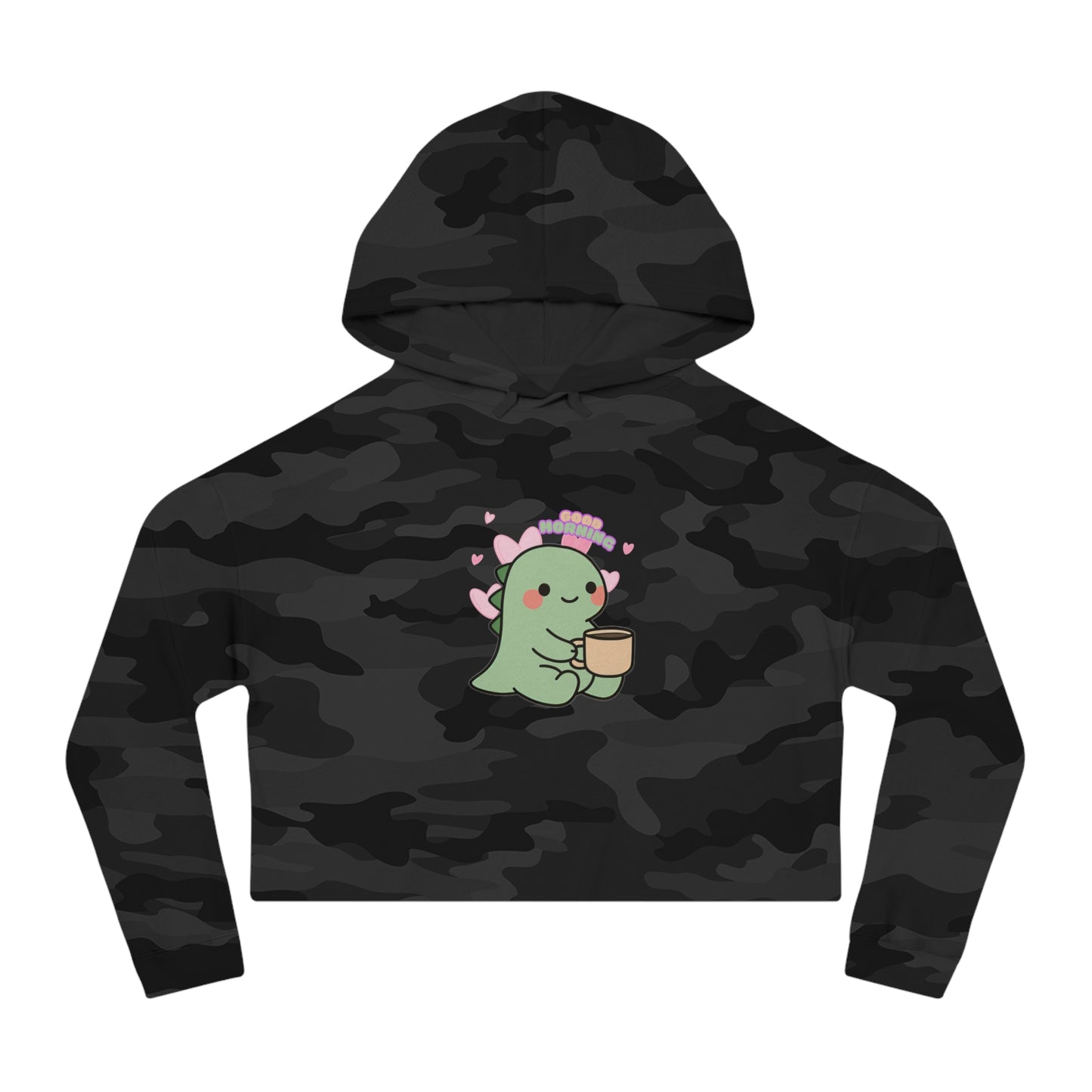 Trendy Dino Good Morning Cropped Hoodie