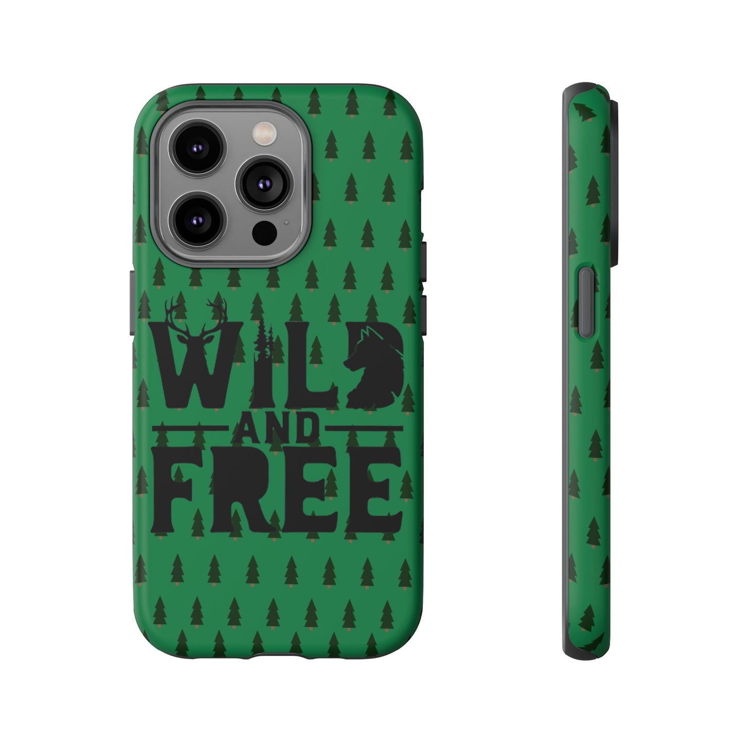 Wild and Free Bear Graphic Phone Case | Forest Pattern iPhone Case