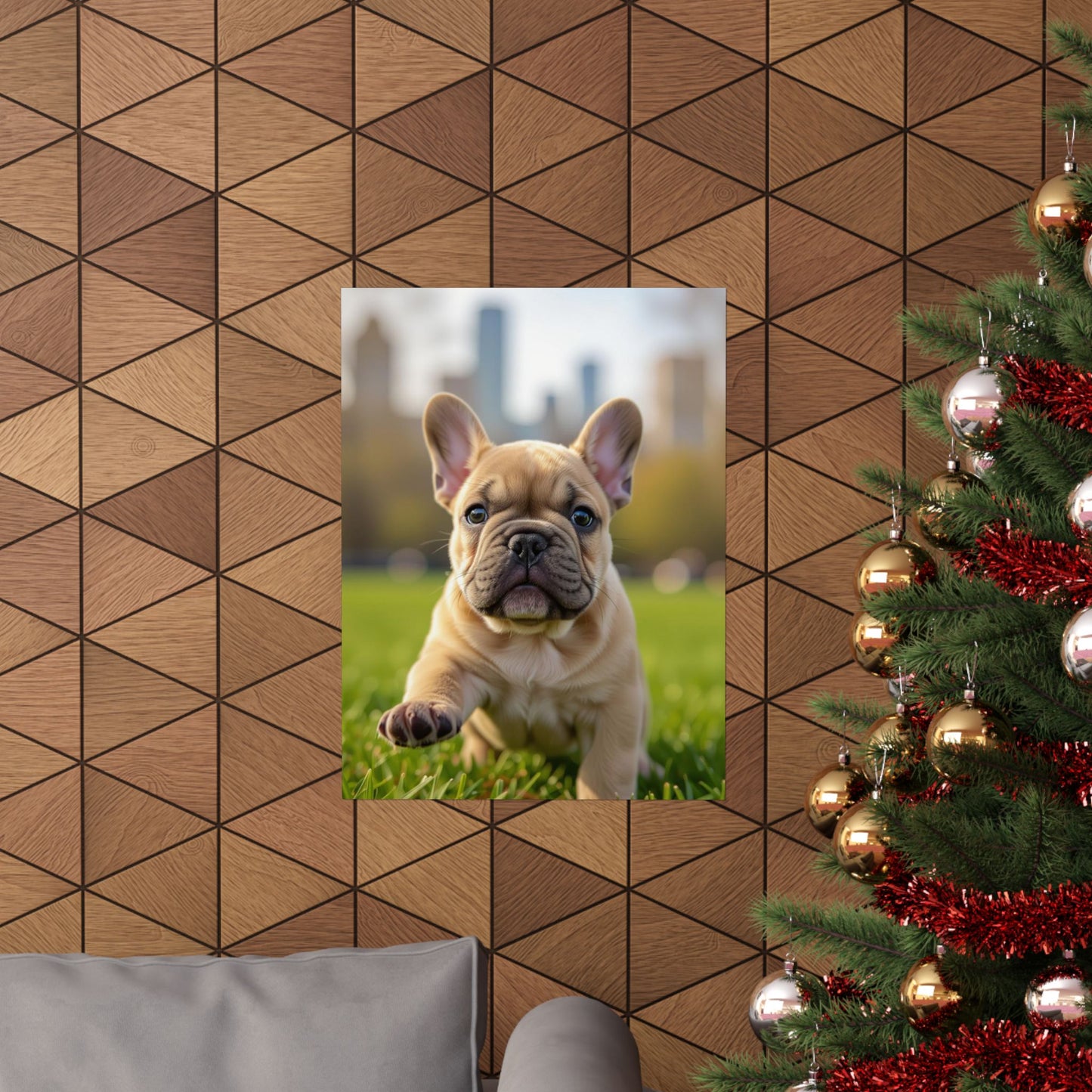 Vertical Poster - Cute Frenchie French Bulldog Running in the Park