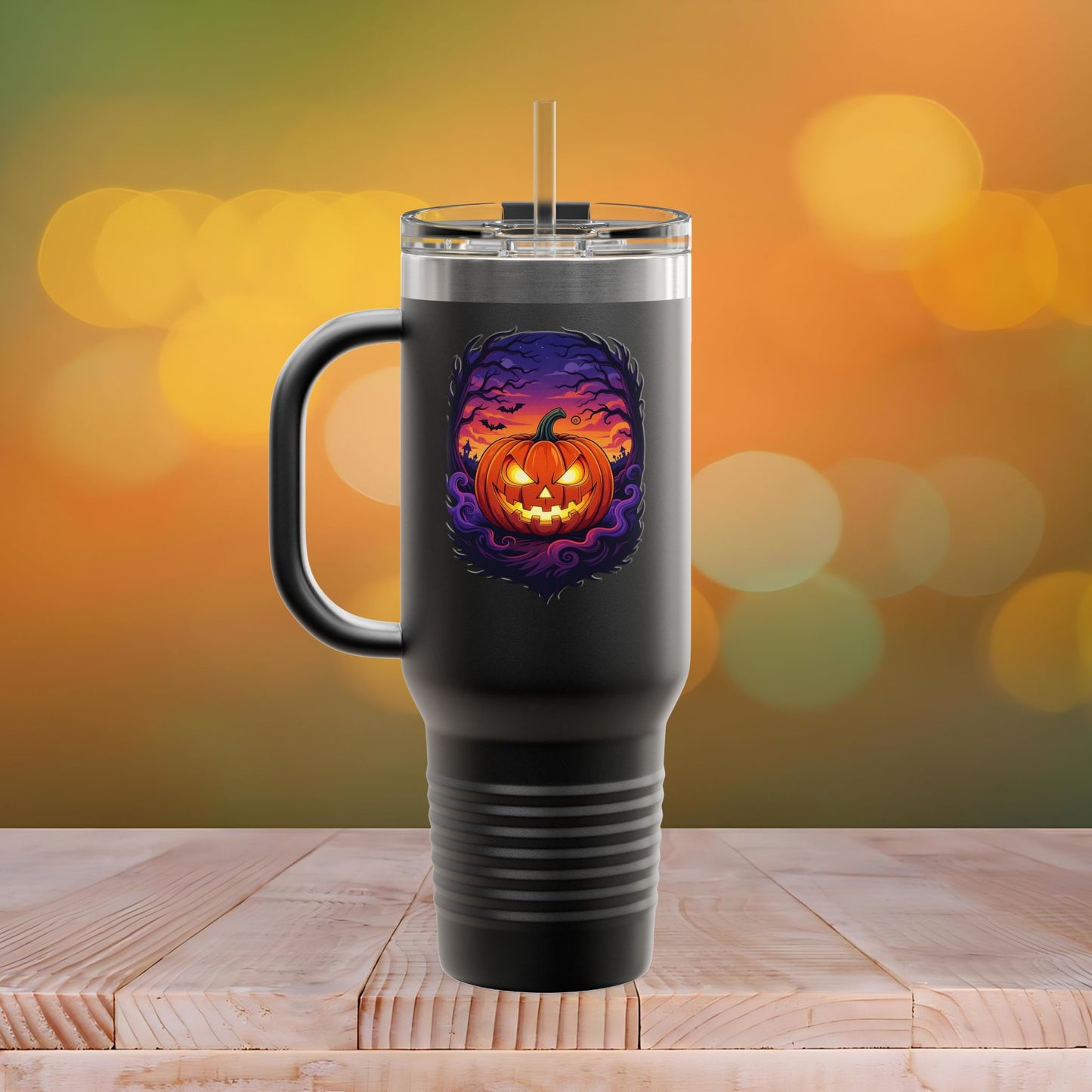 Halloween Travel Mug with Ghost Design, Insulated Coffee Tumbler, Perfect for Fall, Spooky Season Gift, 40oz Mug for Hot or Cold Drinks