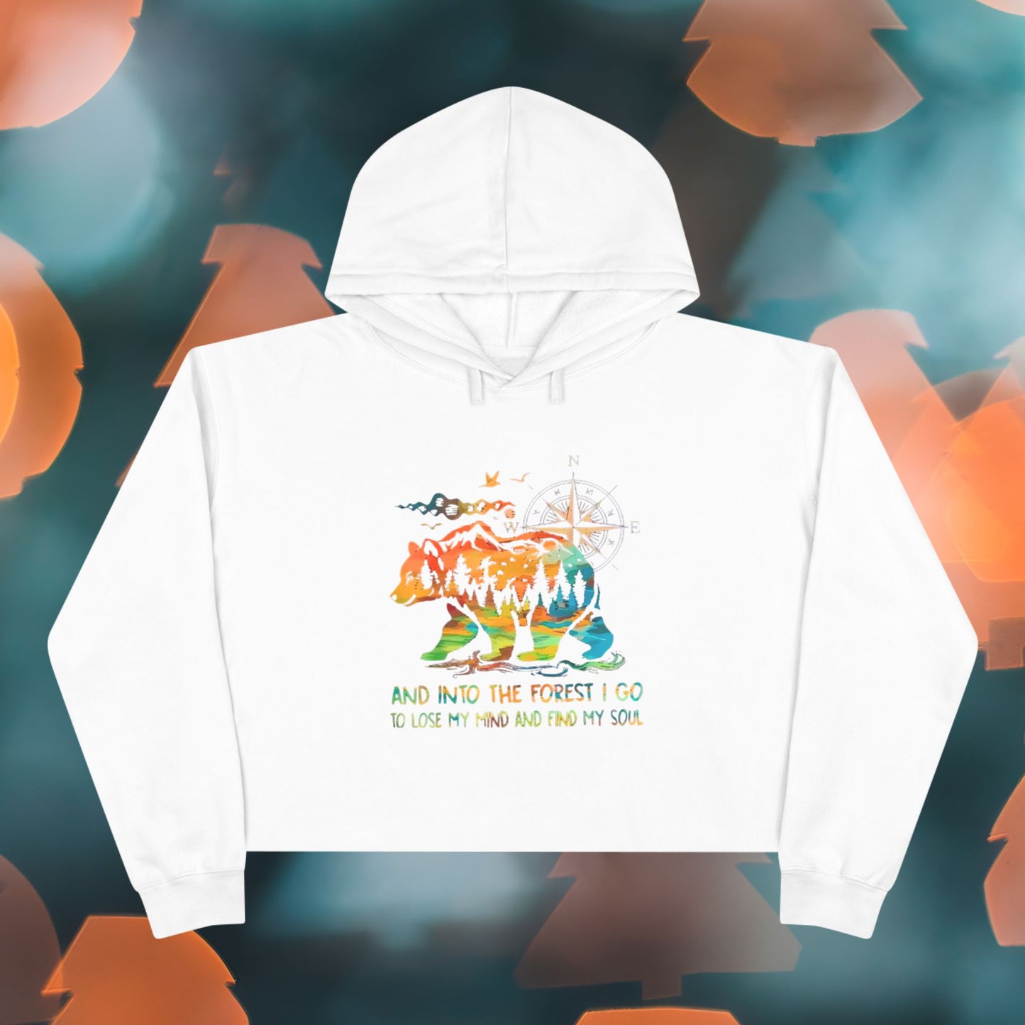 Forest Bear Compass hoodie | watercolor mountains nature quote