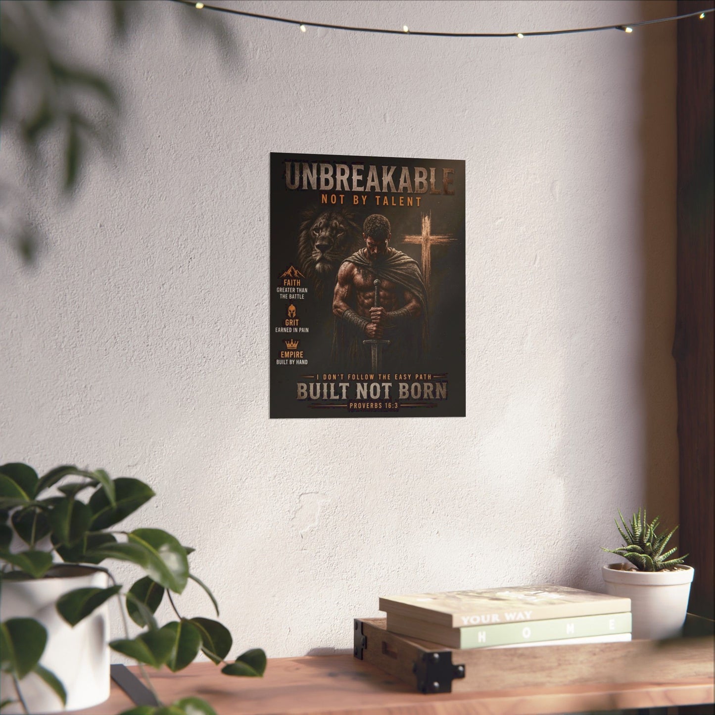 Unbreakable Built Not Born Matte Poster — Inspirational Christian Strength Wall Art