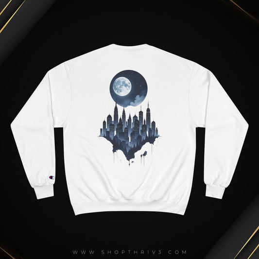 Urban Skyline Champion Sweatshirt - Cozy Fashion, Gift for City Lovers, Casual Wear, Nighttime Aesthetic, Unique Design