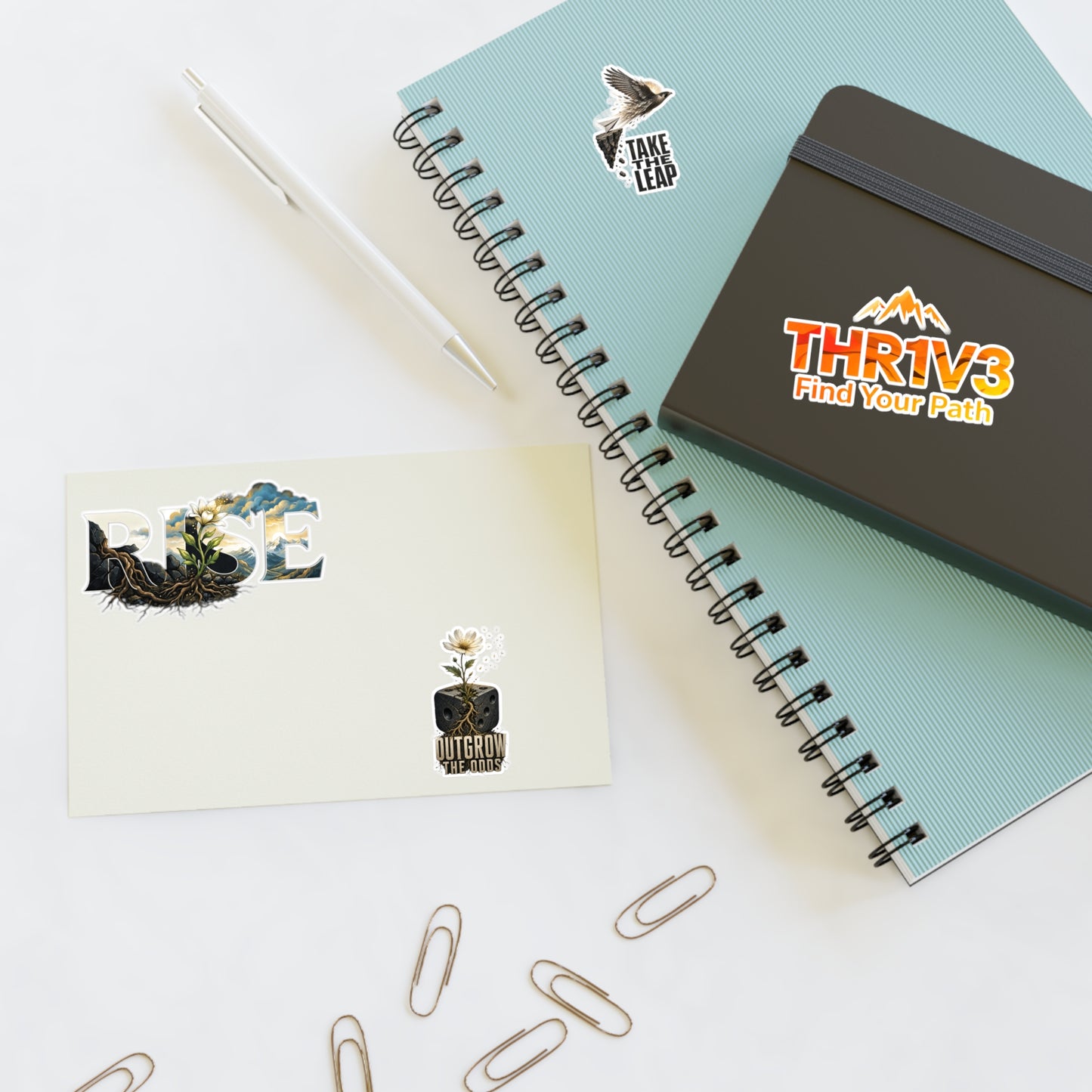 THR1V3 Motivational Sticker Sheet — Mountain & Growth Stickers