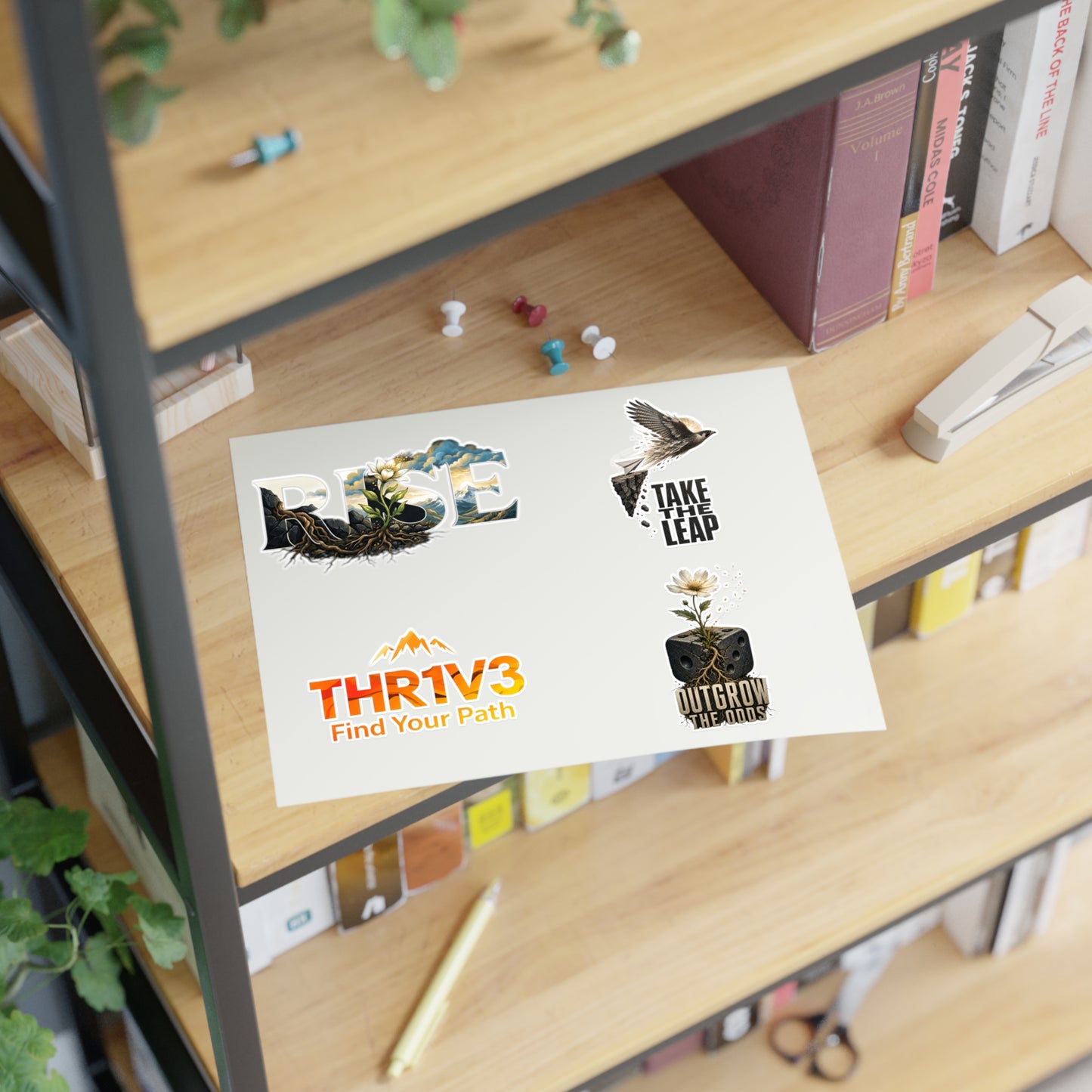THR1V3 Motivational Sticker Sheet — Mountain & Growth Stickers
