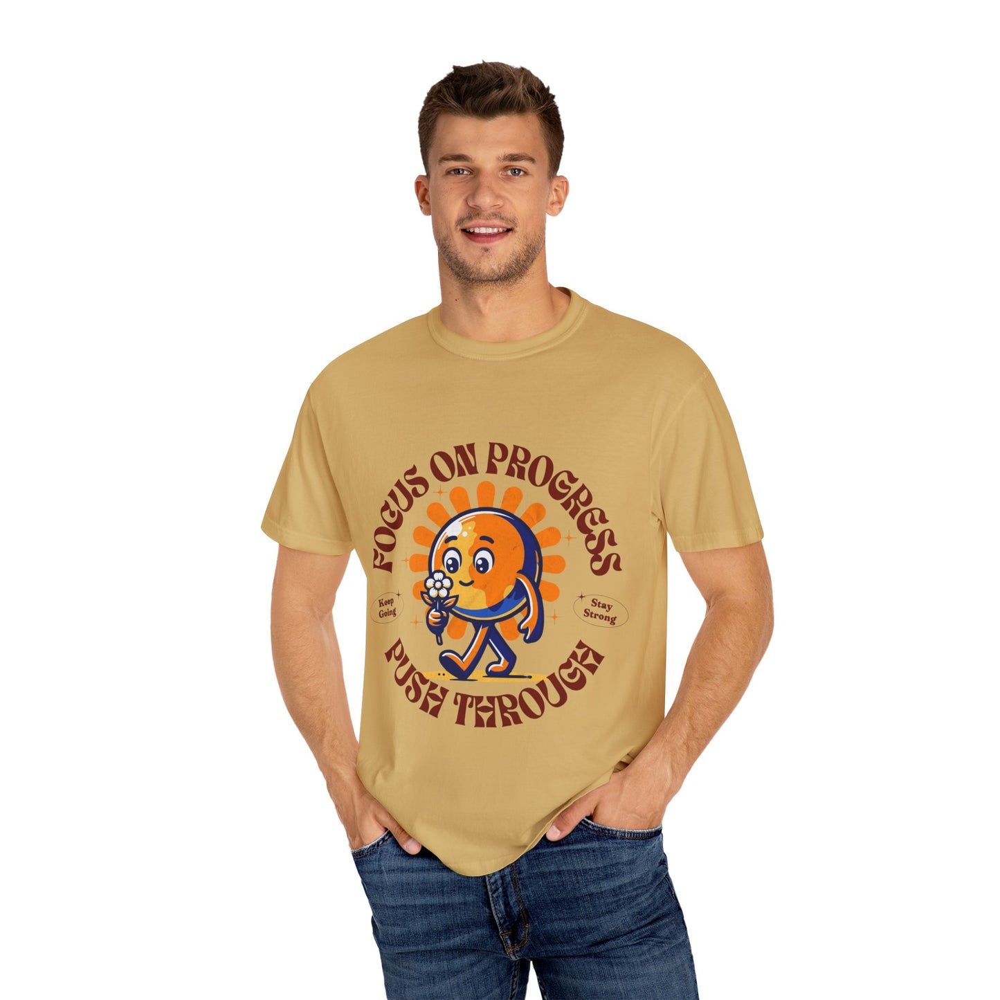 Motivational Unisex T-Shirt - "Focus on Progress, Push Through"