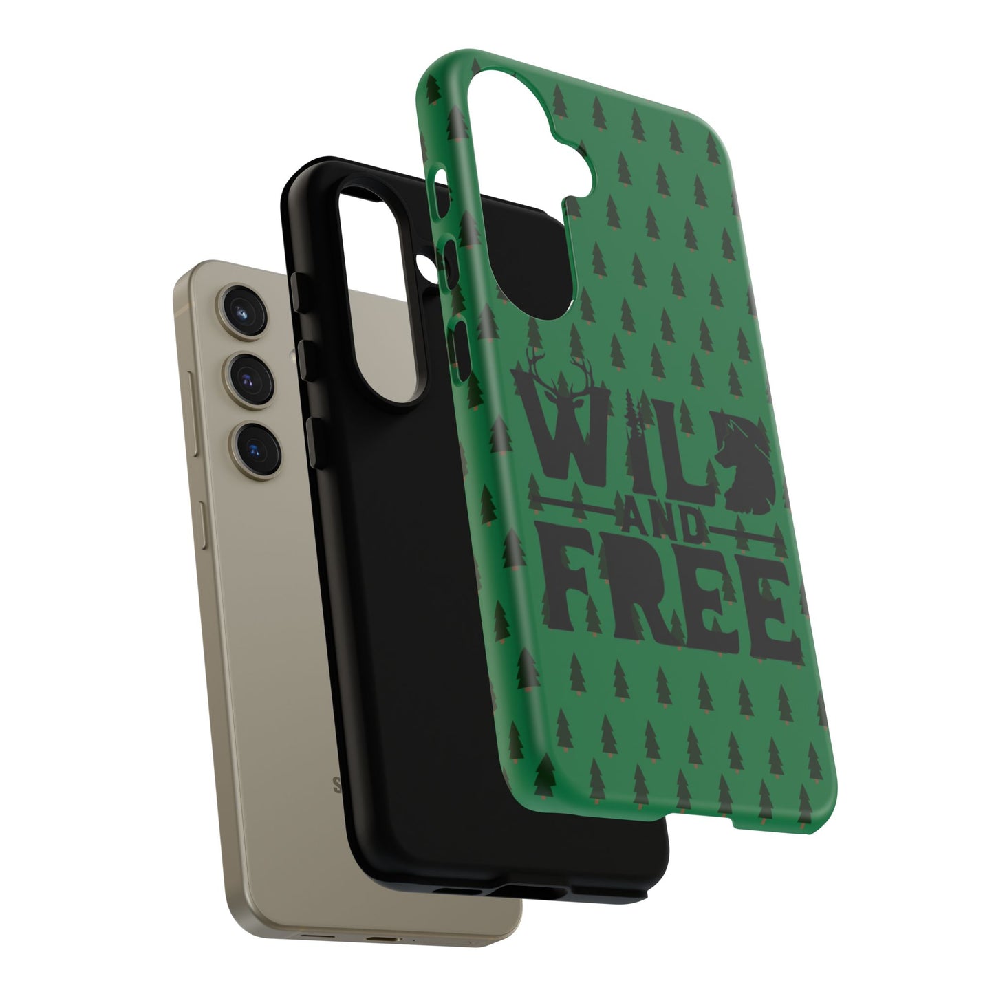 Wild and Free Bear Graphic Phone Case | Forest Pattern iPhone Case