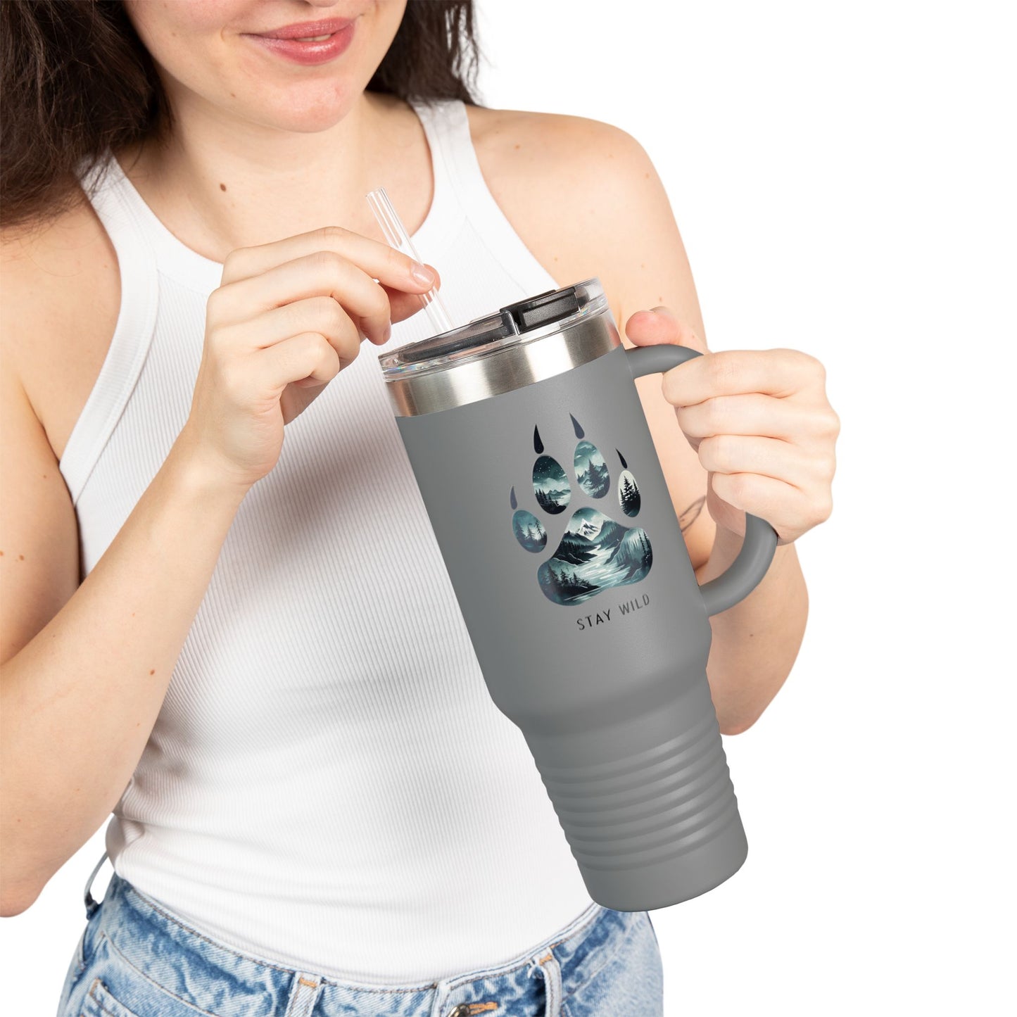 Stay Wild Insulated Travel Mug | 40oz Adventure Coffee Cup | Perfect for Nature Lovers, Camping, Road Trips, Gifts