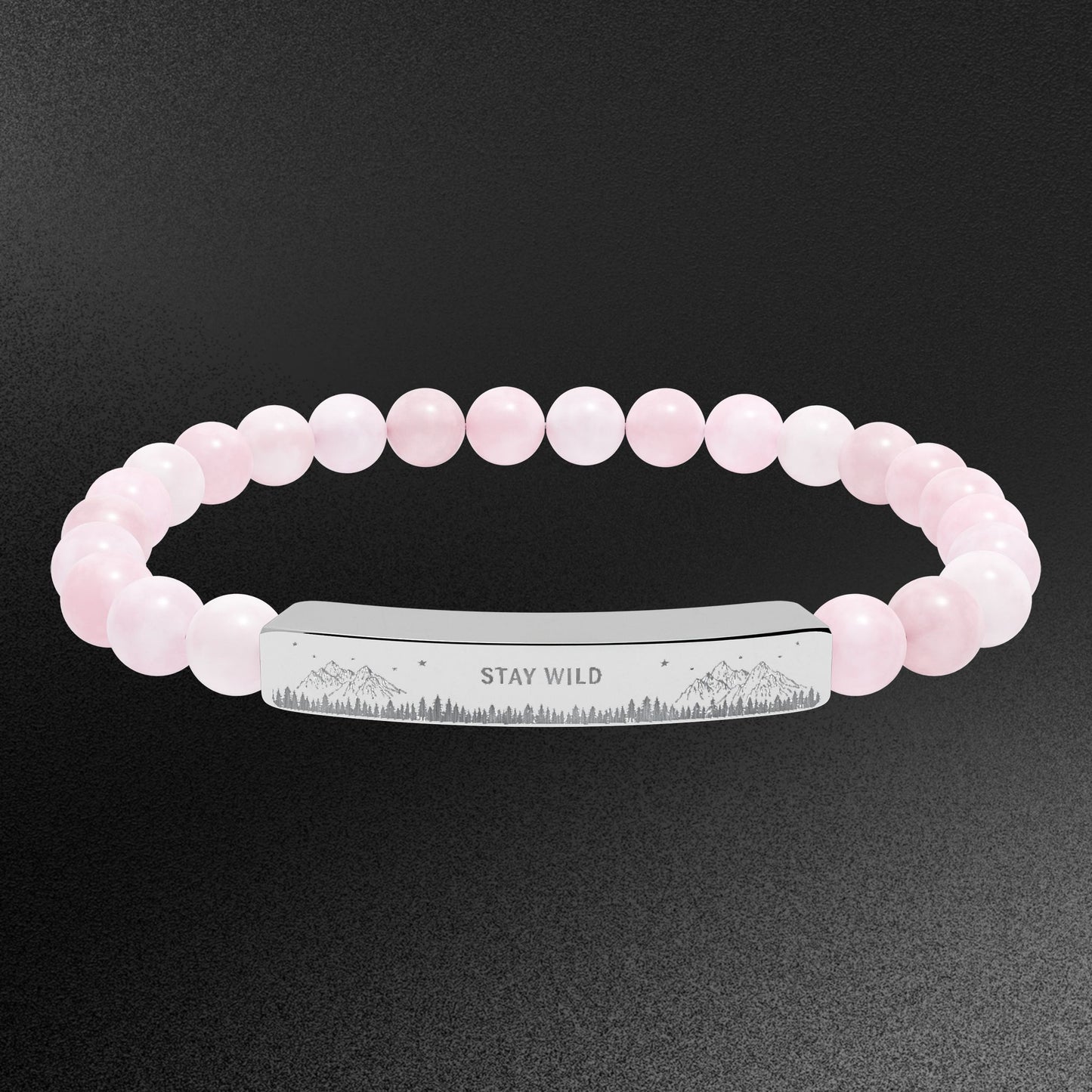 Engravable Natural Stone Bead Bracelet — Stretch Bar Bracelet
