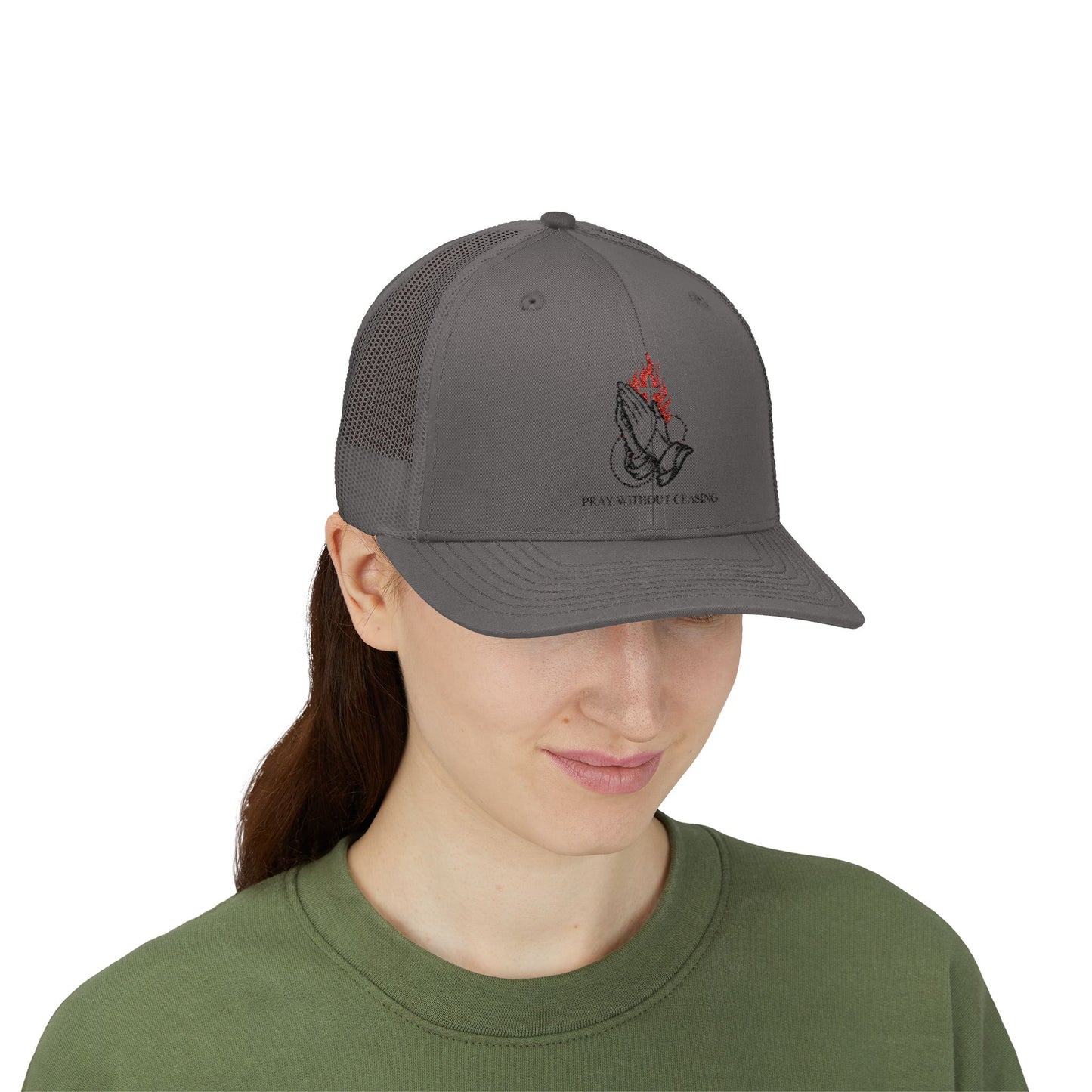 Praying Hands Trucker Cap — Faith-Inspired Snapback Hat