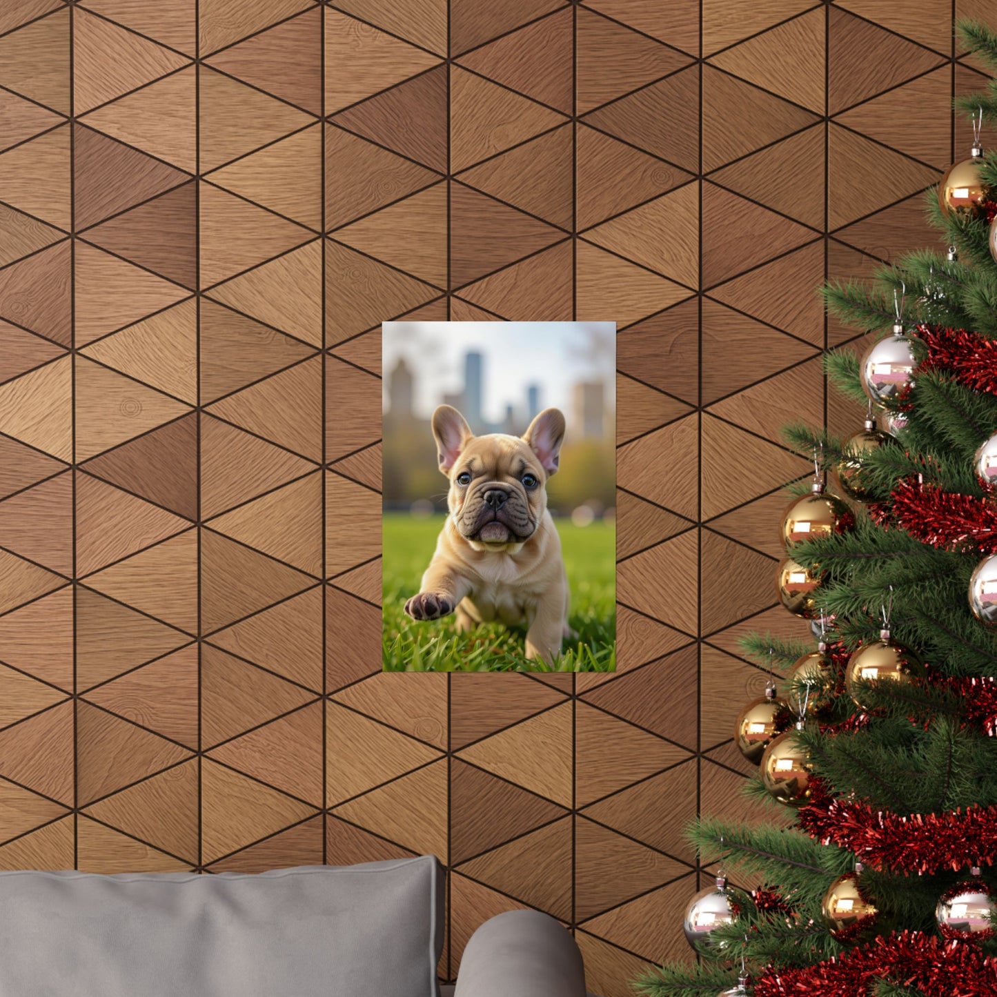 Vertical Poster - Cute Frenchie French Bulldog Running in the Park