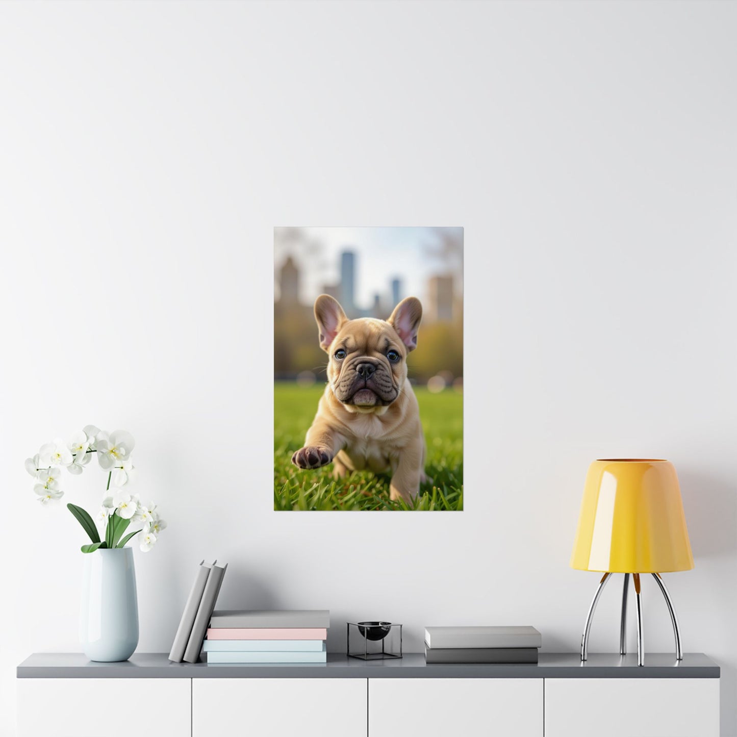Vertical Poster - Cute Frenchie French Bulldog Running in the Park
