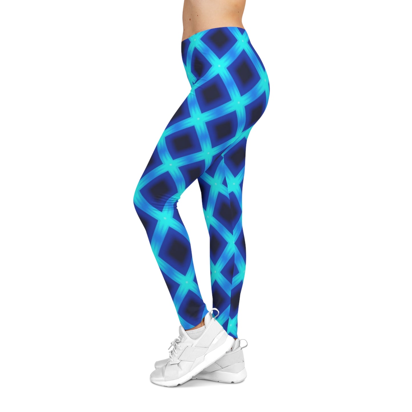 Blue Diamond Pattern Women's Casual Leggings - Comfortable & Stylish Activewear