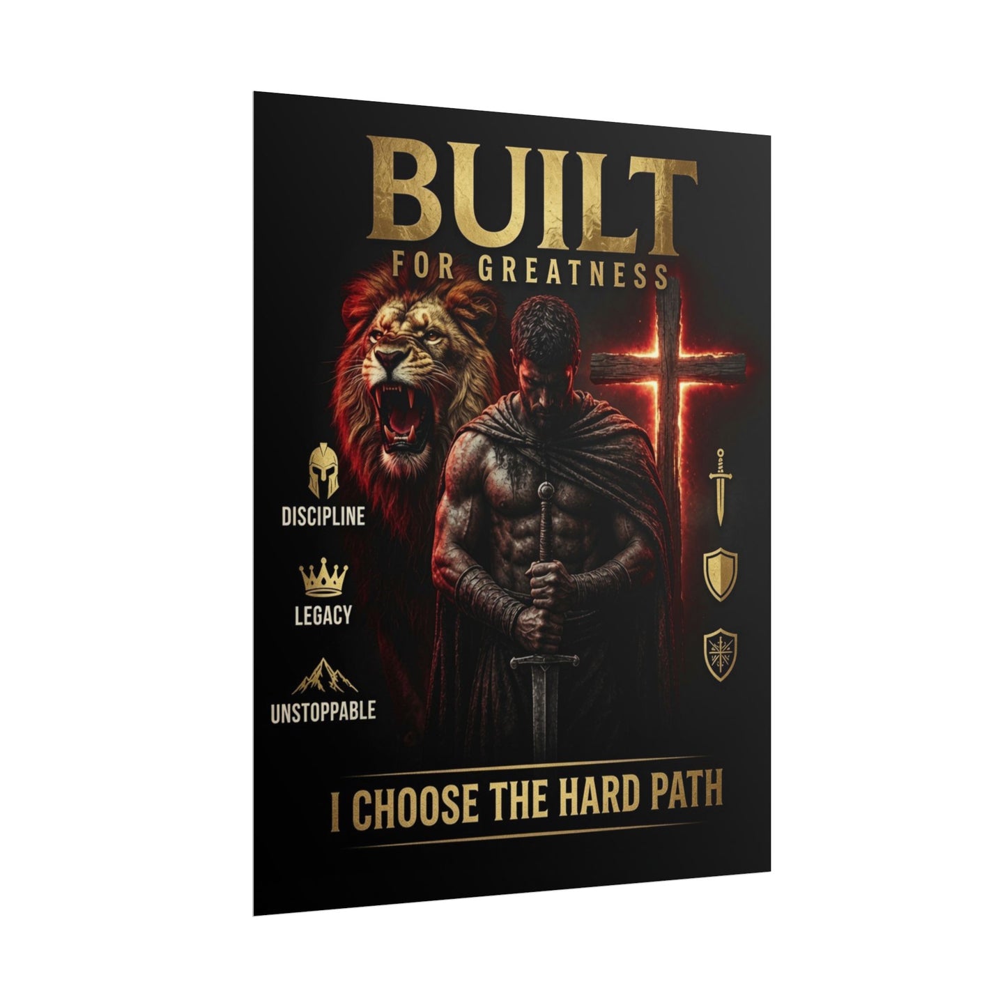 Built for Greatness Motivational Poster — "I Choose the Hard Path"