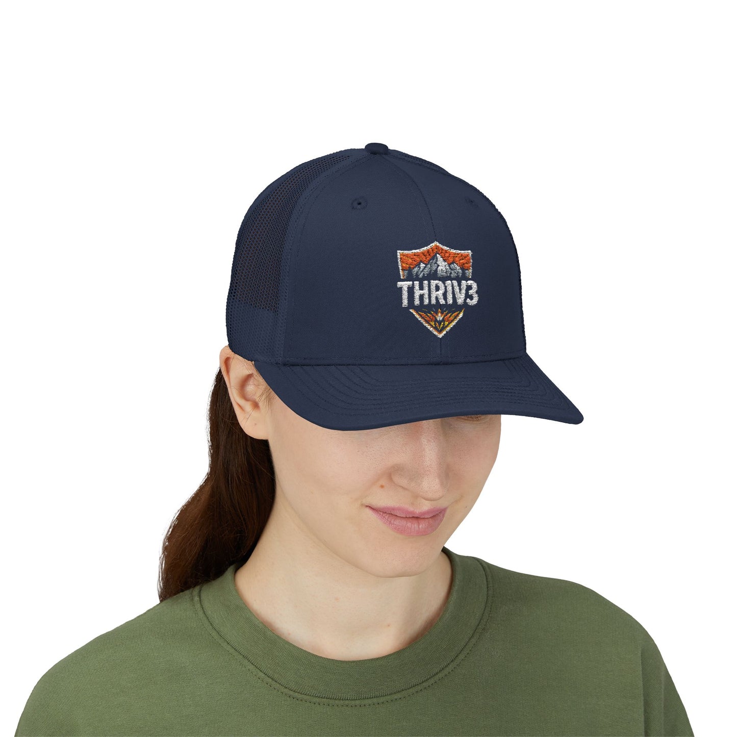 THR1V3 Outdoors – Mountain Trucker Hat - Custom Embroidered Cap