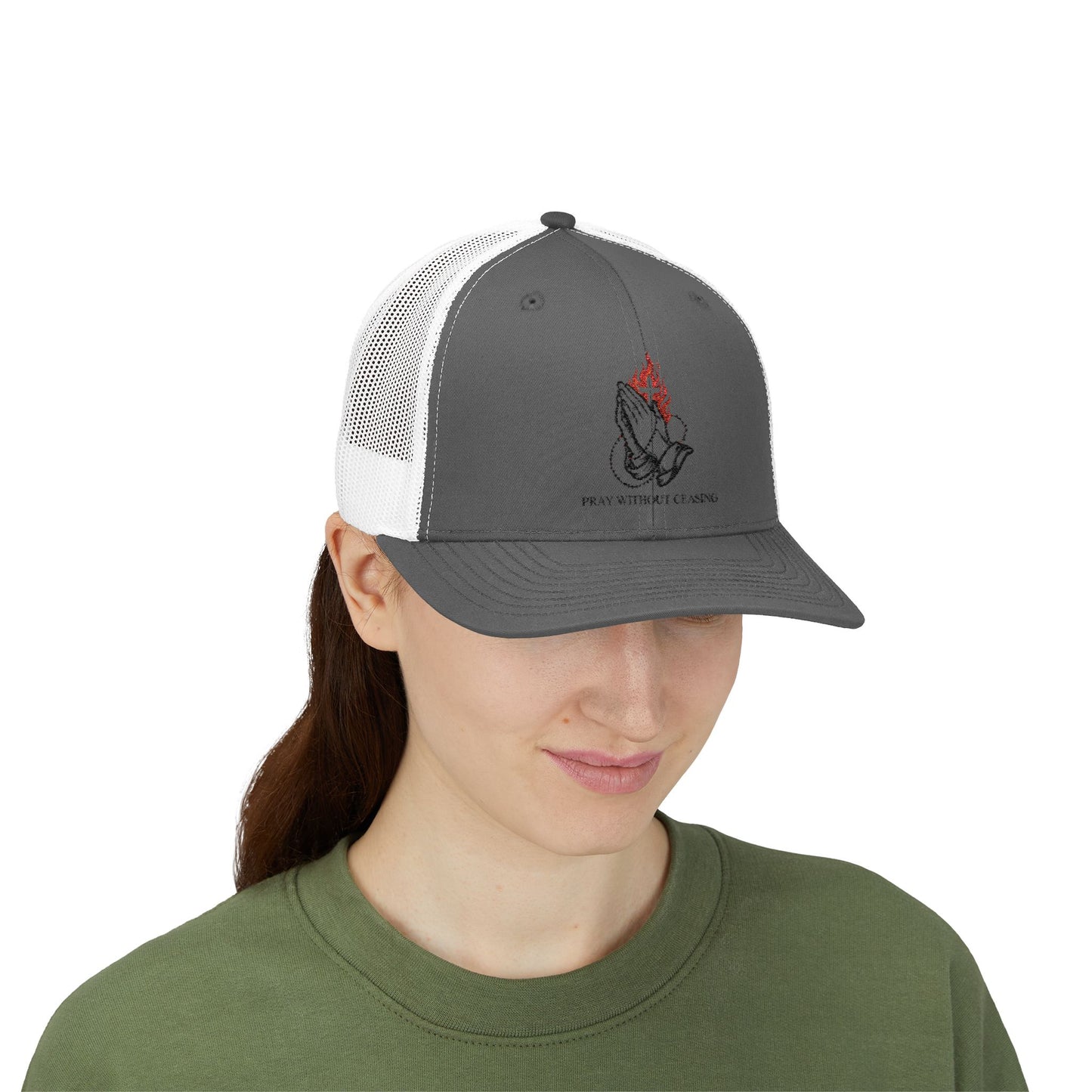 Praying Hands Trucker Cap — Faith-Inspired Snapback Hat