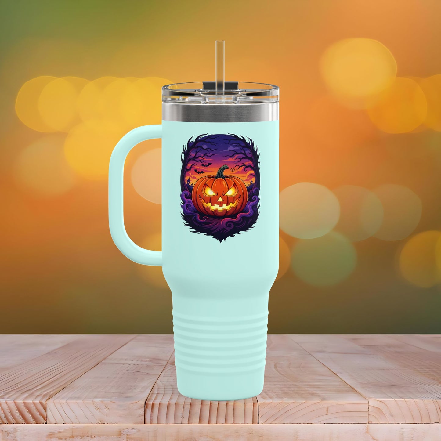 Halloween Travel Mug with Ghost Design, Insulated Coffee Tumbler, Perfect for Fall, Spooky Season Gift, 40oz Mug for Hot or Cold Drinks