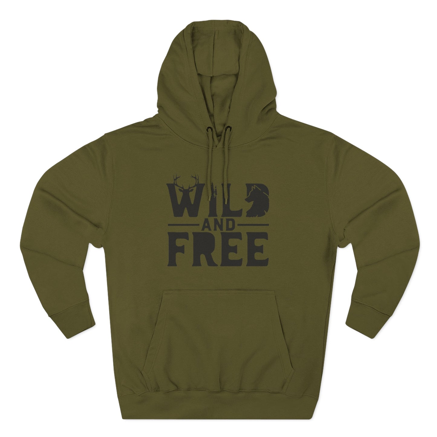 Wild & Free wolf tree antlers hoodie | Three-panel fleece