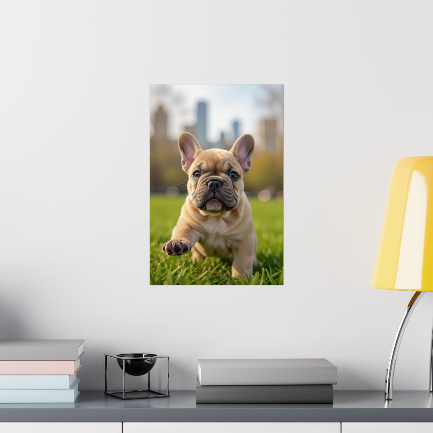 Vertical Poster - Cute Frenchie French Bulldog Running in the Park