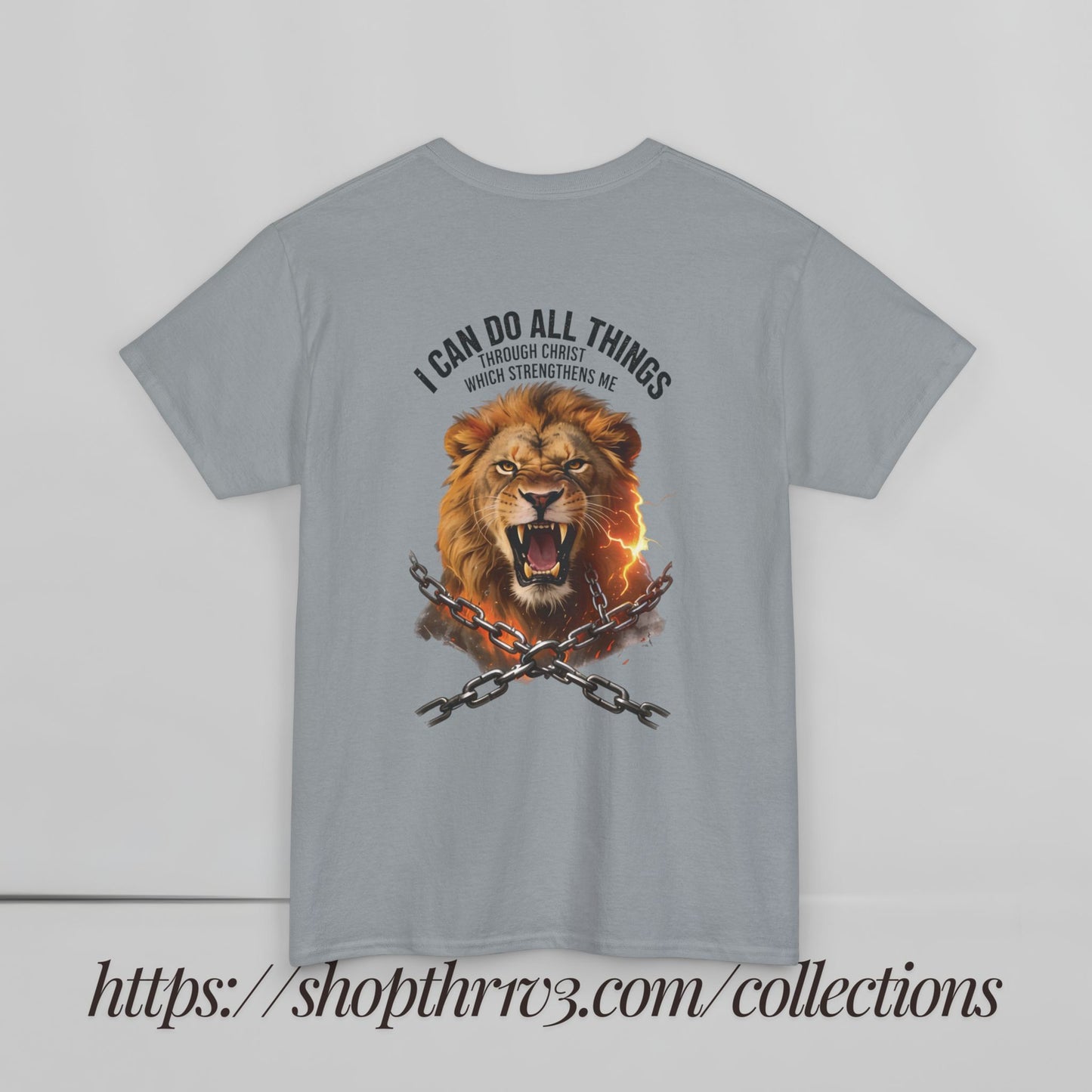 Christian Lion T‑Shirt – “I Can Do All Things” Inspirational Faith Tee