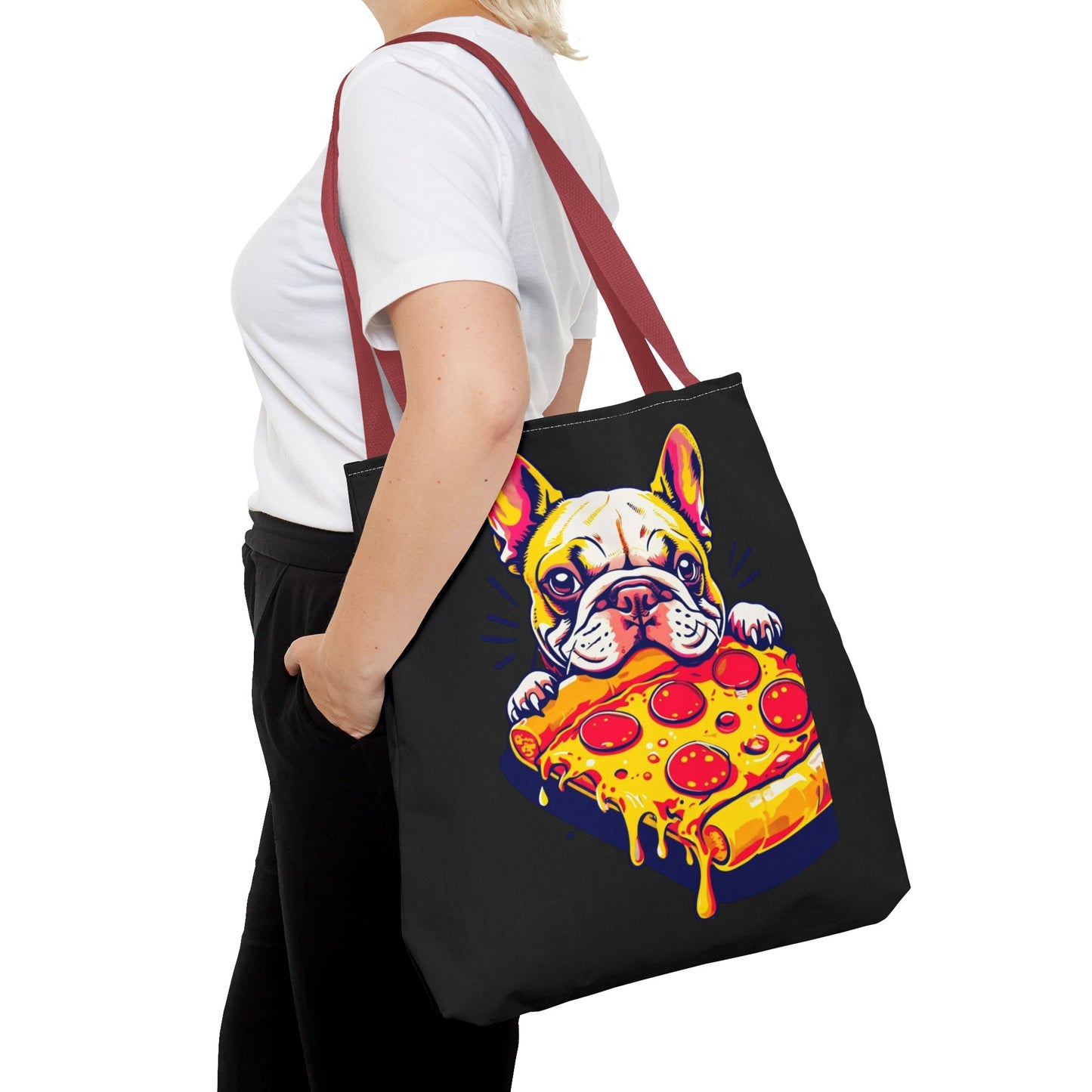 Funny French Bulldog Pizza Tote Bag - Perfect for Dog Lovers & Foodies