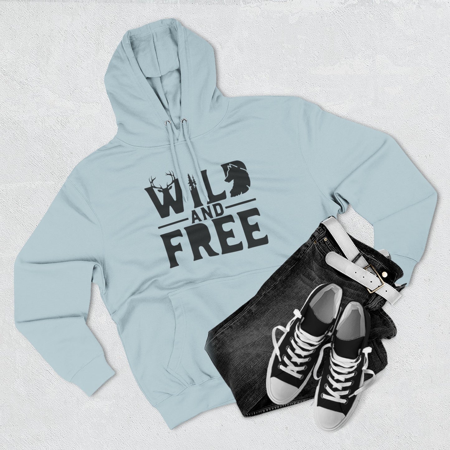 Wild & Free wolf tree antlers hoodie | Three-panel fleece
