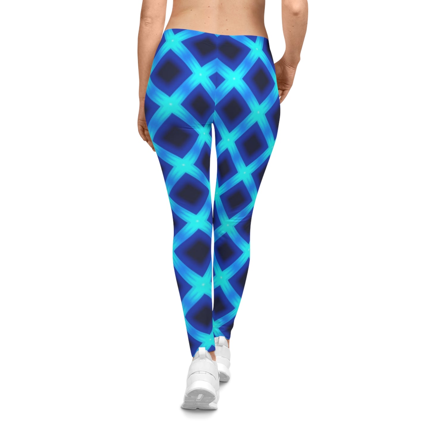 Blue Diamond Pattern Women's Casual Leggings - Comfortable & Stylish Activewear