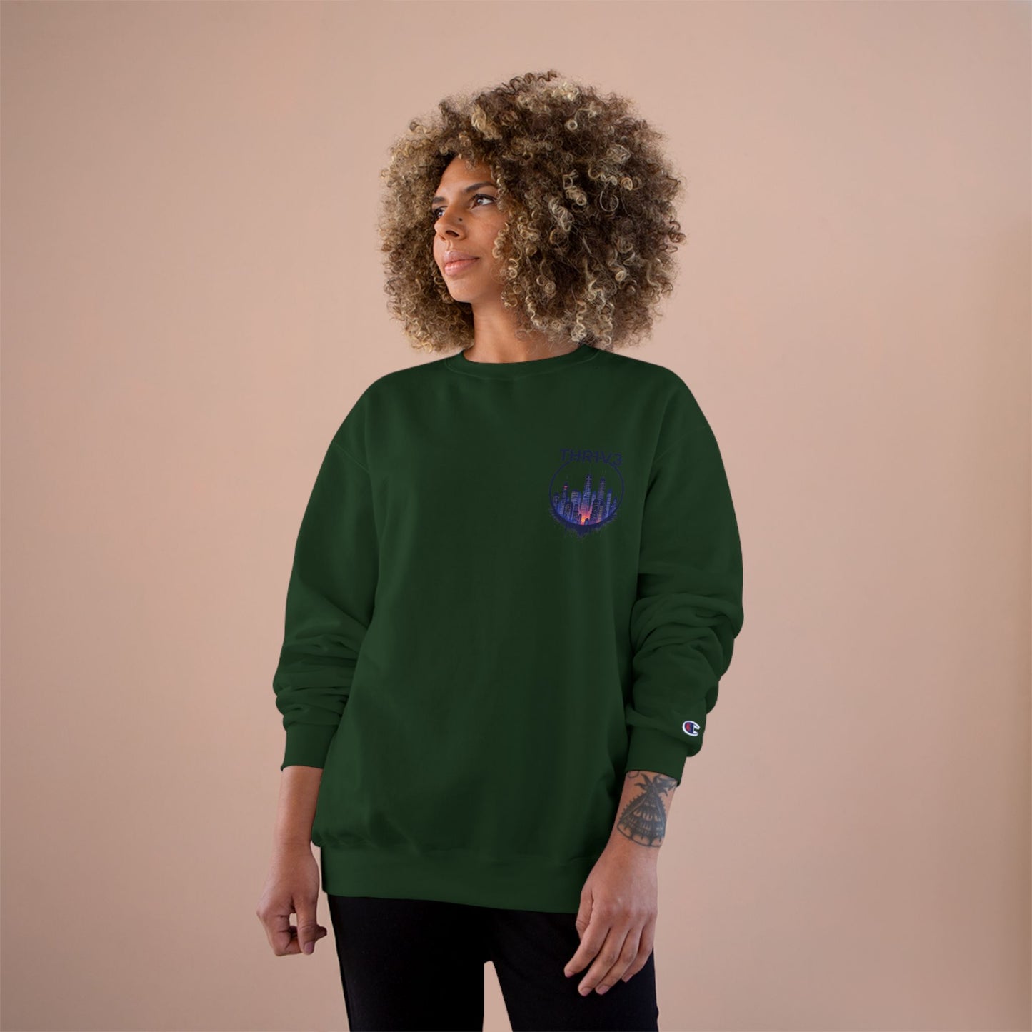Urban Skyline Champion Sweatshirt - Cozy Fashion, Gift for City Lovers, Casual Wear, Nighttime Aesthetic, Unique Design