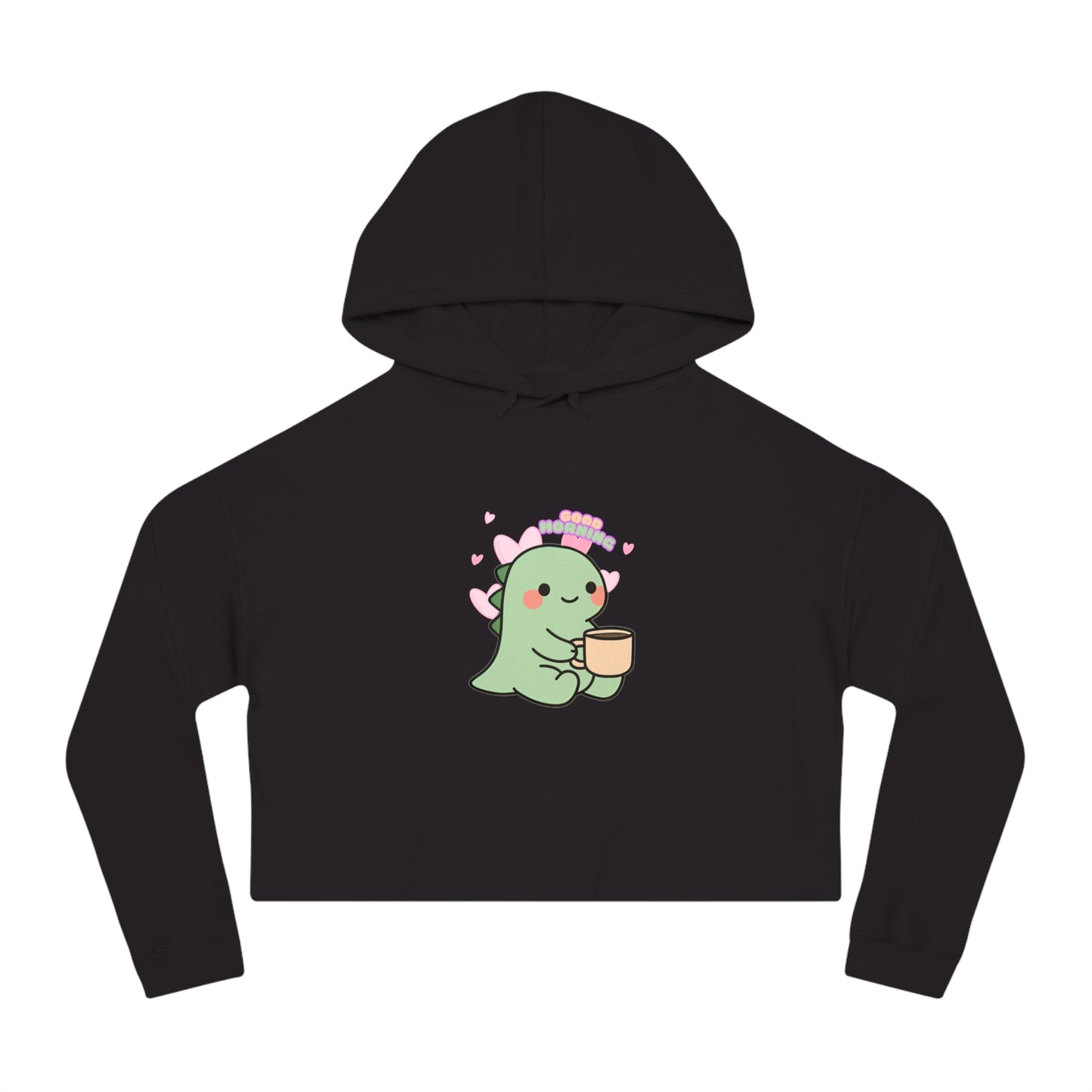 Trendy Dino Good Morning Cropped Hoodie