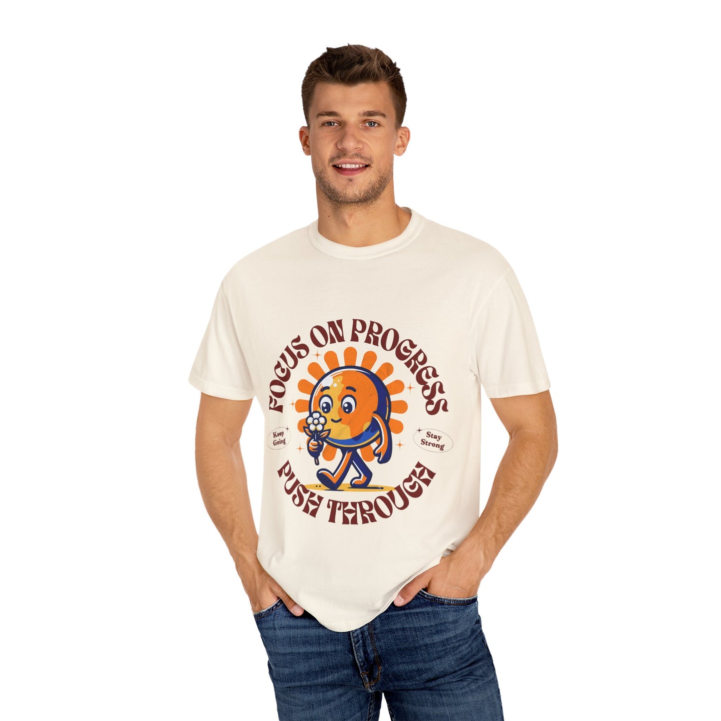 Motivational Unisex T-Shirt - "Focus on Progress, Push Through"