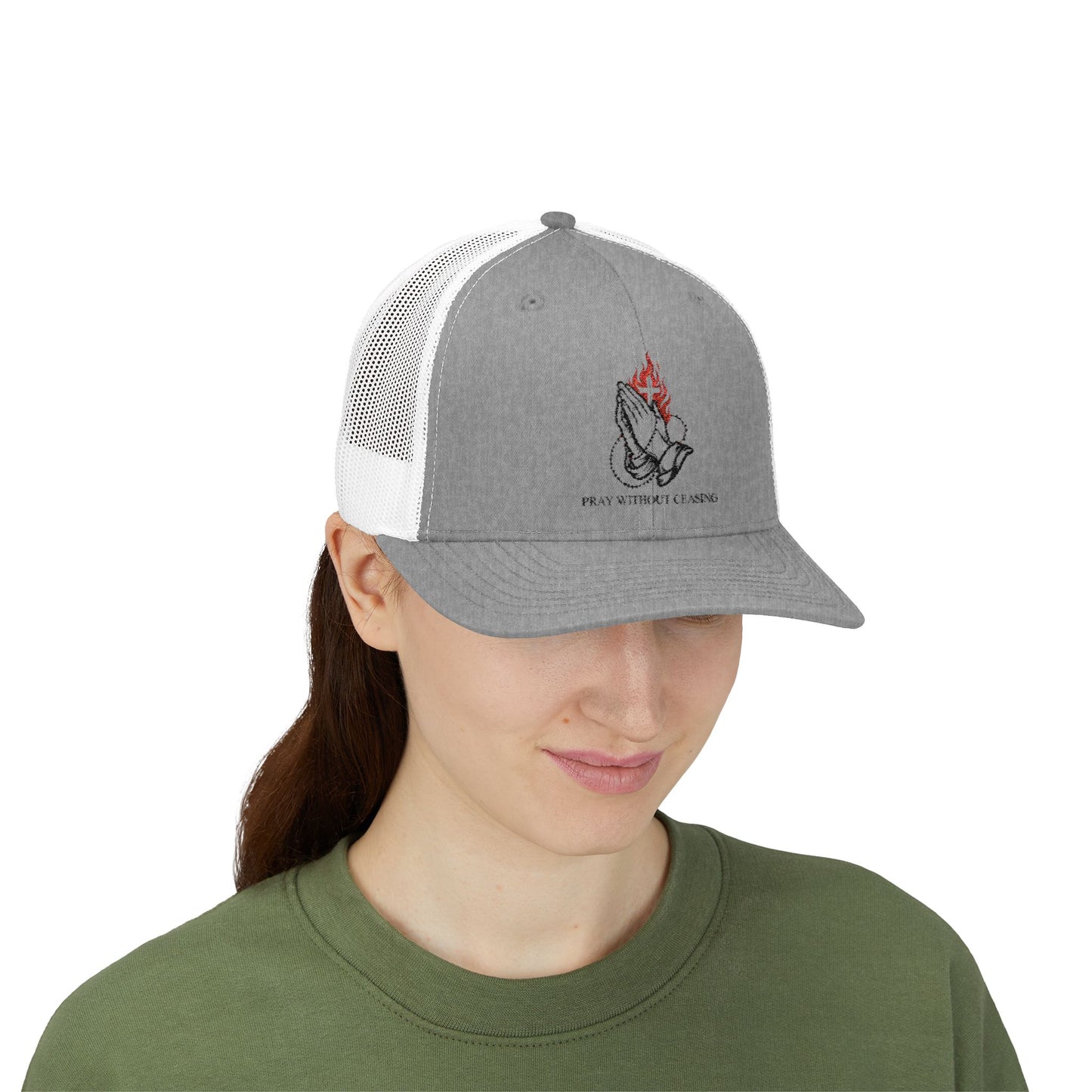 Praying Hands Trucker Cap — Faith-Inspired Snapback Hat