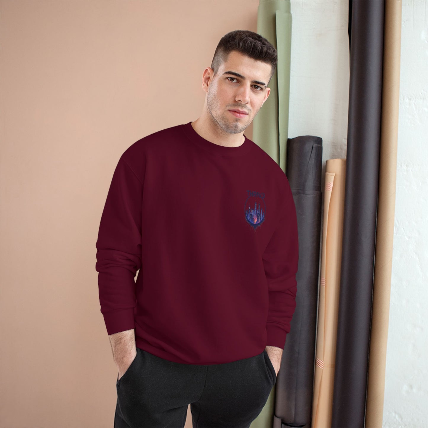 Urban Skyline Champion Sweatshirt - Cozy Fashion, Gift for City Lovers, Casual Wear, Nighttime Aesthetic, Unique Design