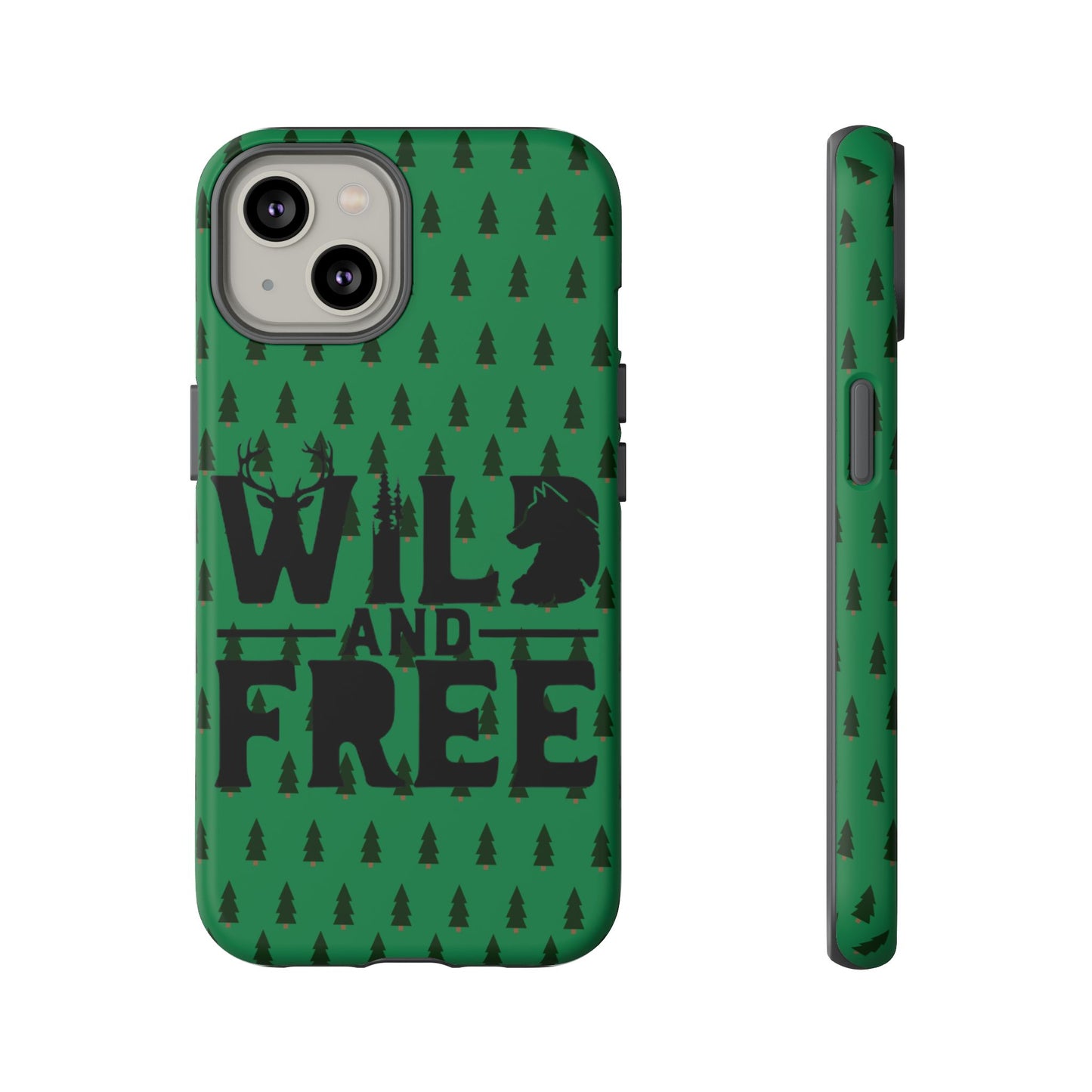 Wild and Free Bear Graphic Phone Case | Forest Pattern iPhone Case