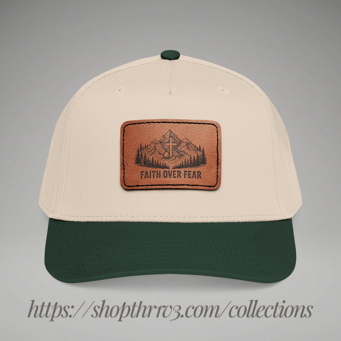Faith Over Fear Leather Patch Baseball Cap