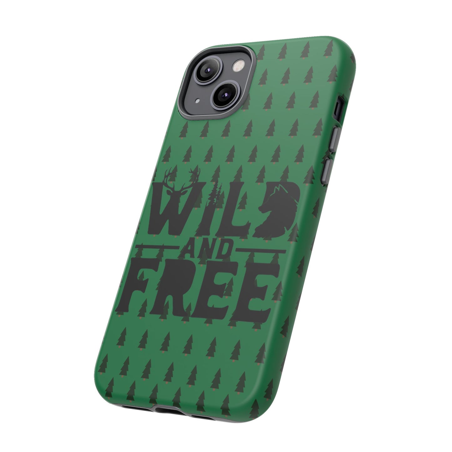 Wild and Free Bear Graphic Phone Case | Forest Pattern iPhone Case