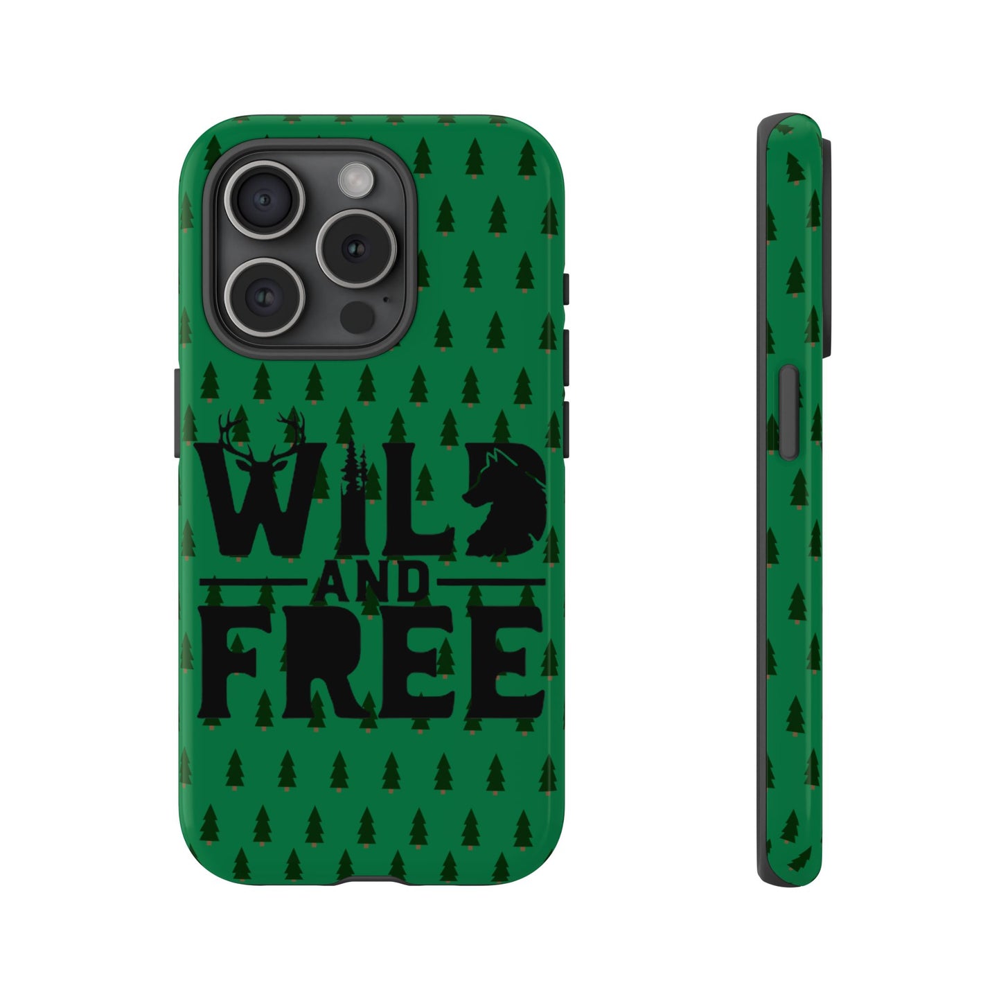 Wild and Free Bear Graphic Phone Case | Forest Pattern iPhone Case