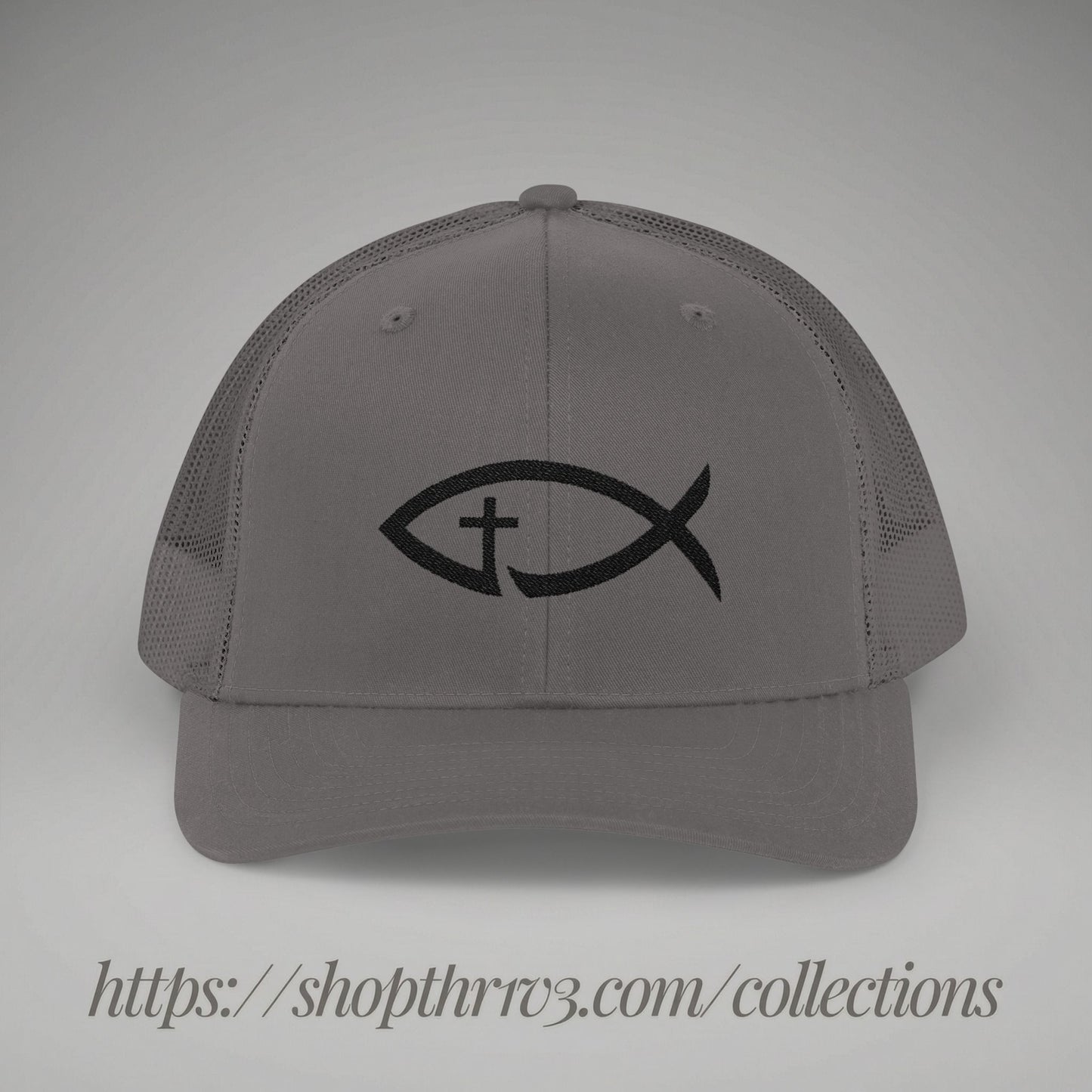 Embroidered Christian Fish Snapback Trucker Cap