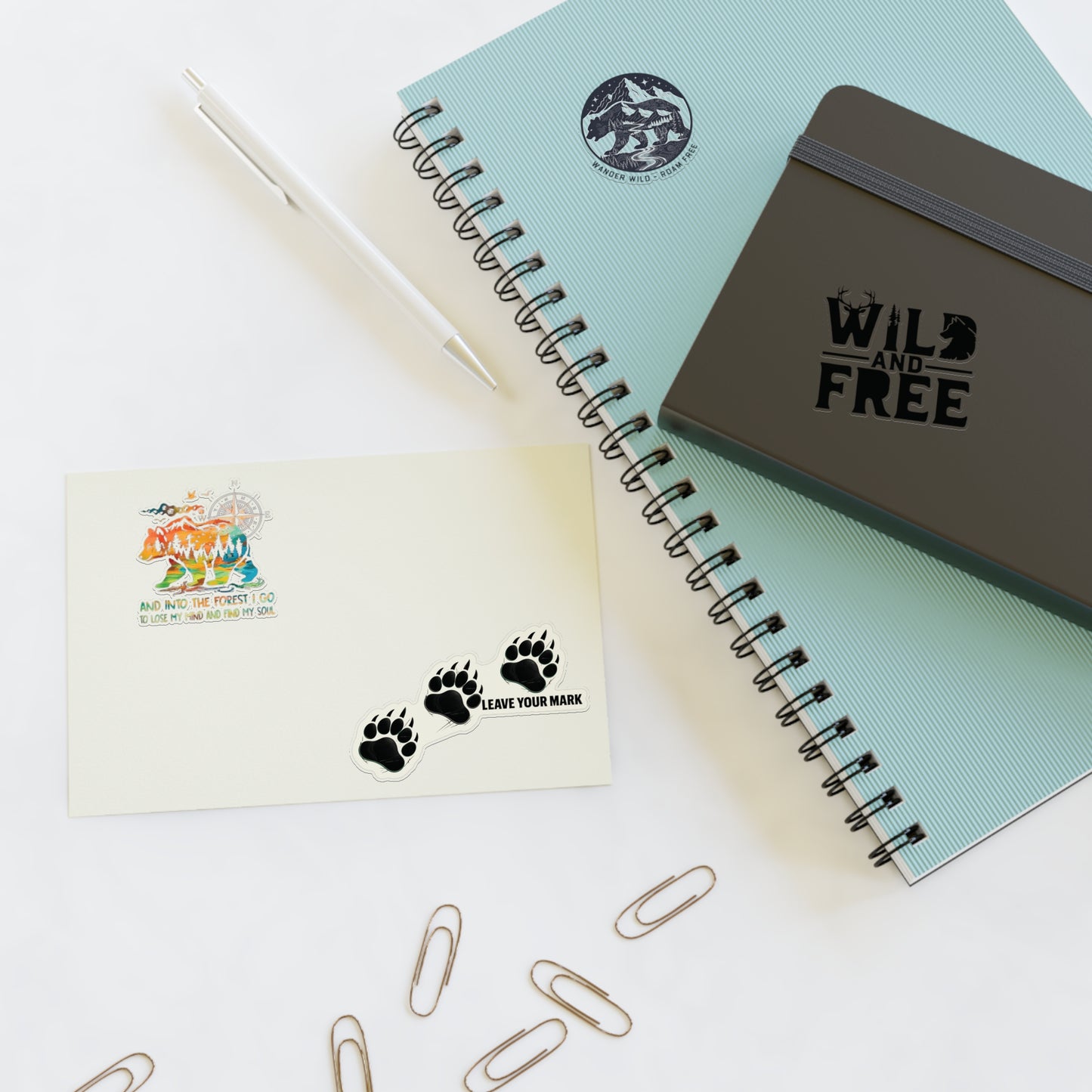 Adventure Nature Sticker Sheet — Wild and Free Mountain & Bear Decals