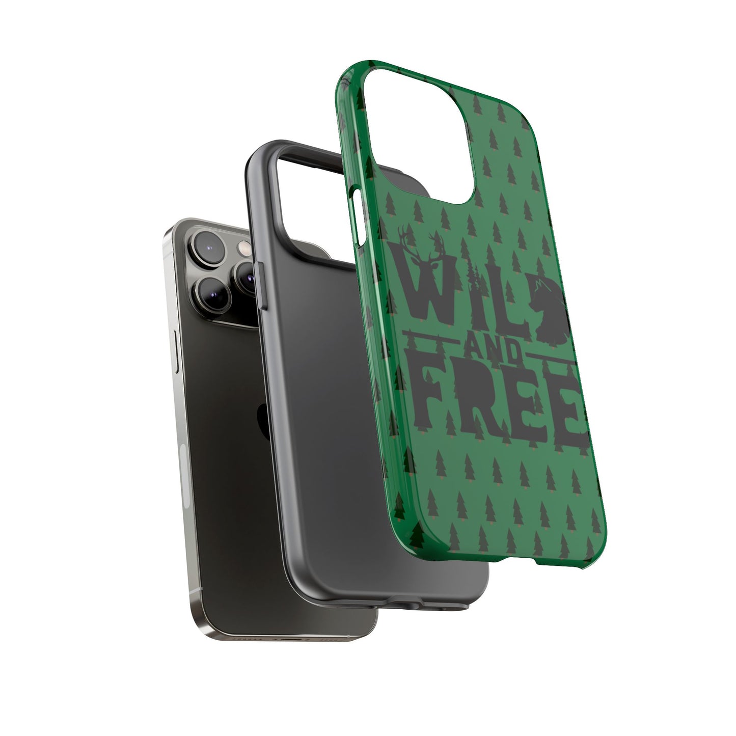 Wild and Free Bear Graphic Phone Case | Forest Pattern iPhone Case
