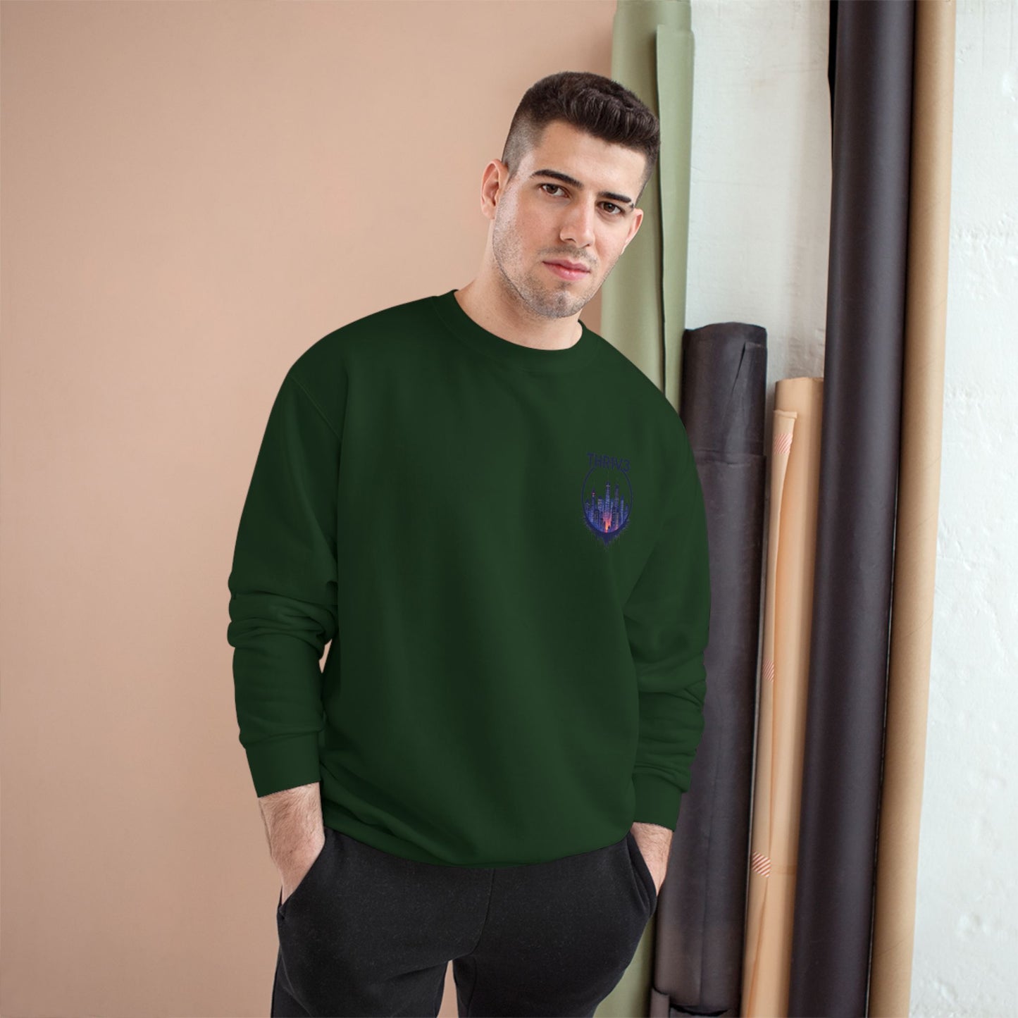 Urban Skyline Champion Sweatshirt - Cozy Fashion, Gift for City Lovers, Casual Wear, Nighttime Aesthetic, Unique Design