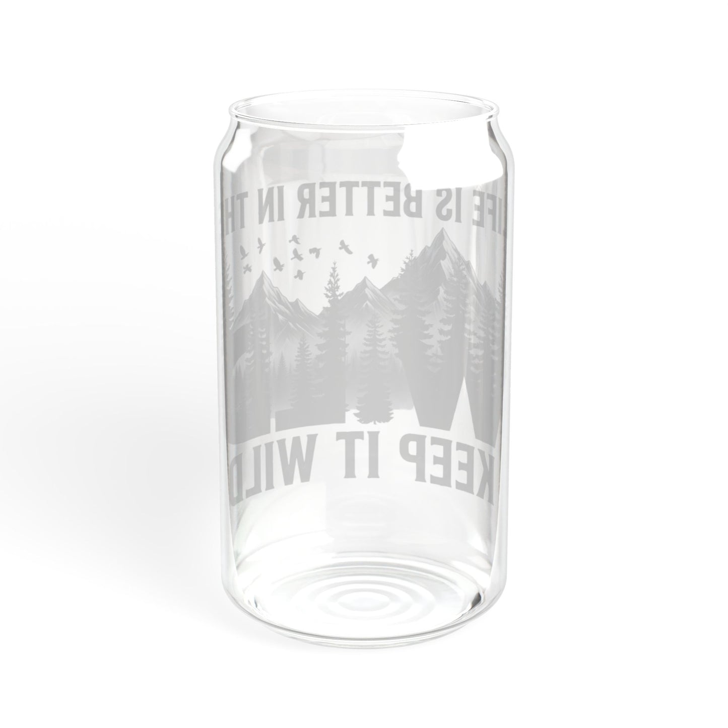 Glass Can Tumbler - "Life Is Better in the Wild" 16oz Bamboo Lid & Straw