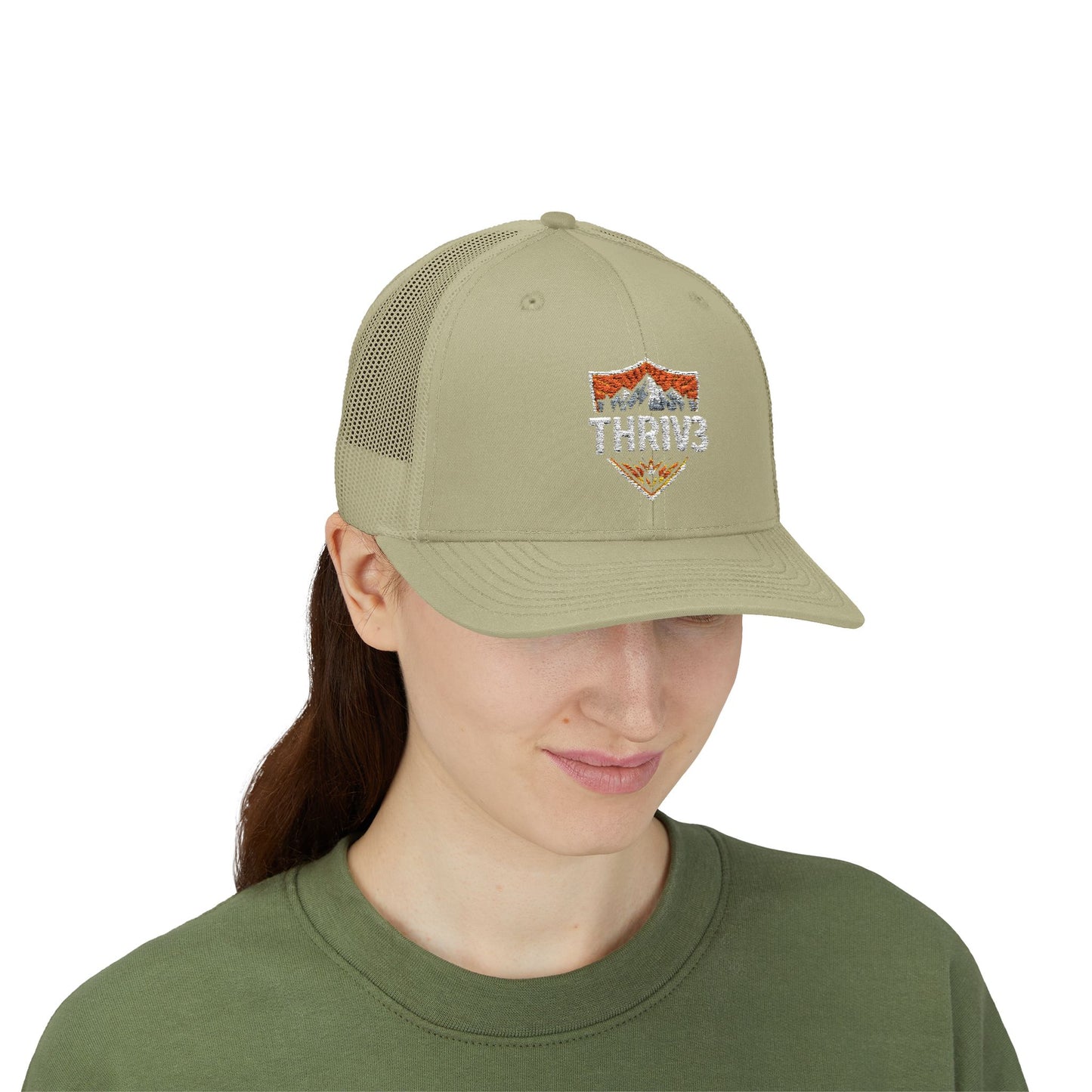 THR1V3 Outdoors – Mountain Trucker Hat - Custom Embroidered Cap