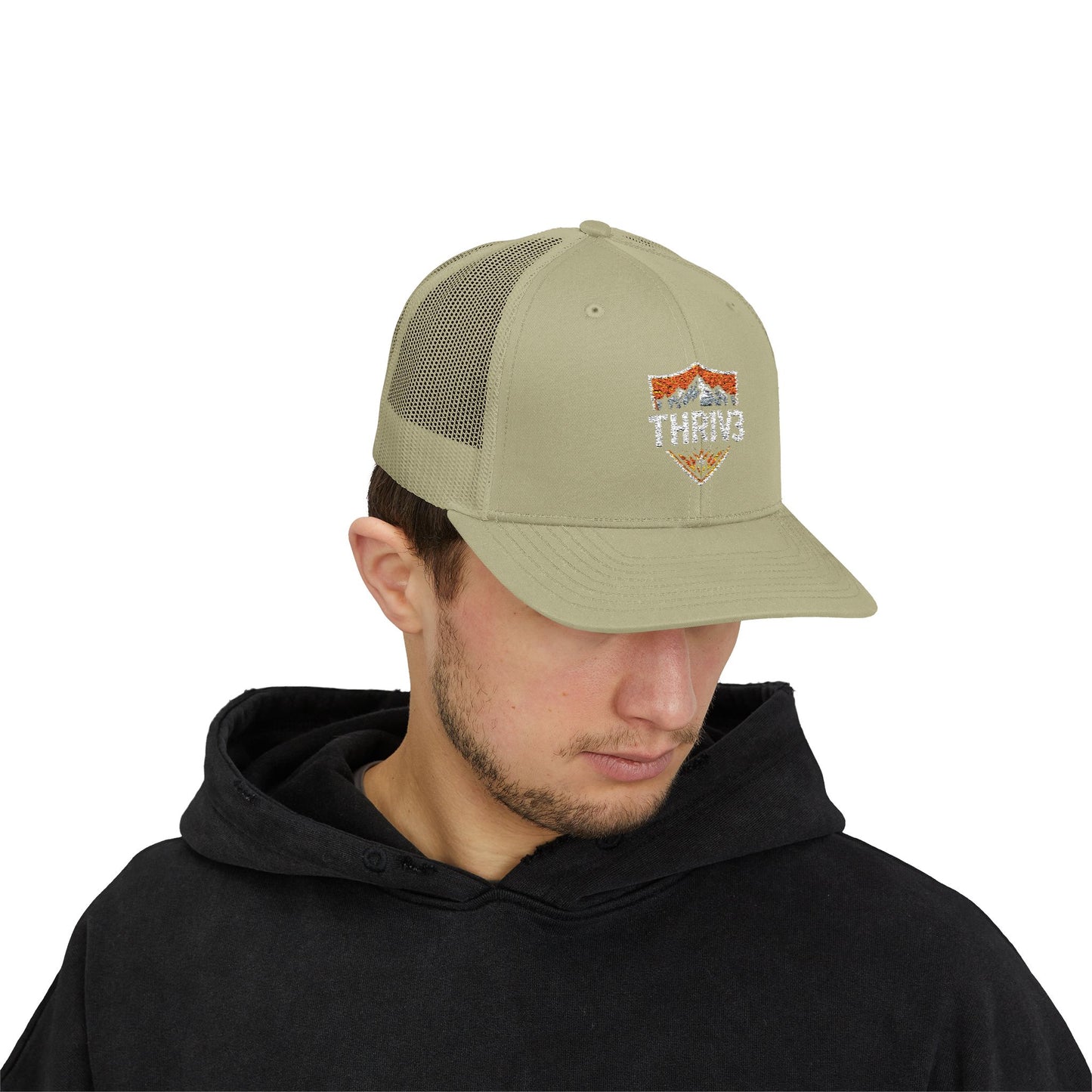 THR1V3 Outdoors – Mountain Trucker Hat - Custom Embroidered Cap