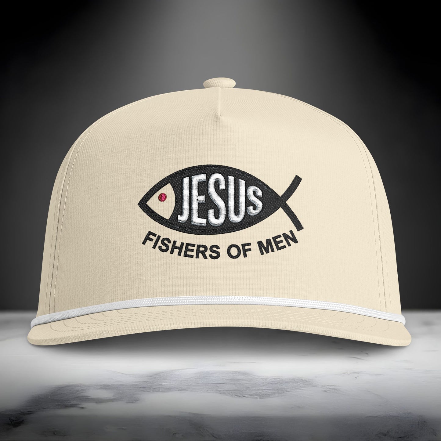 Jesus Fishers of Men Embroidered Performance Rope Cap | Premium Christian Snapback Hat
