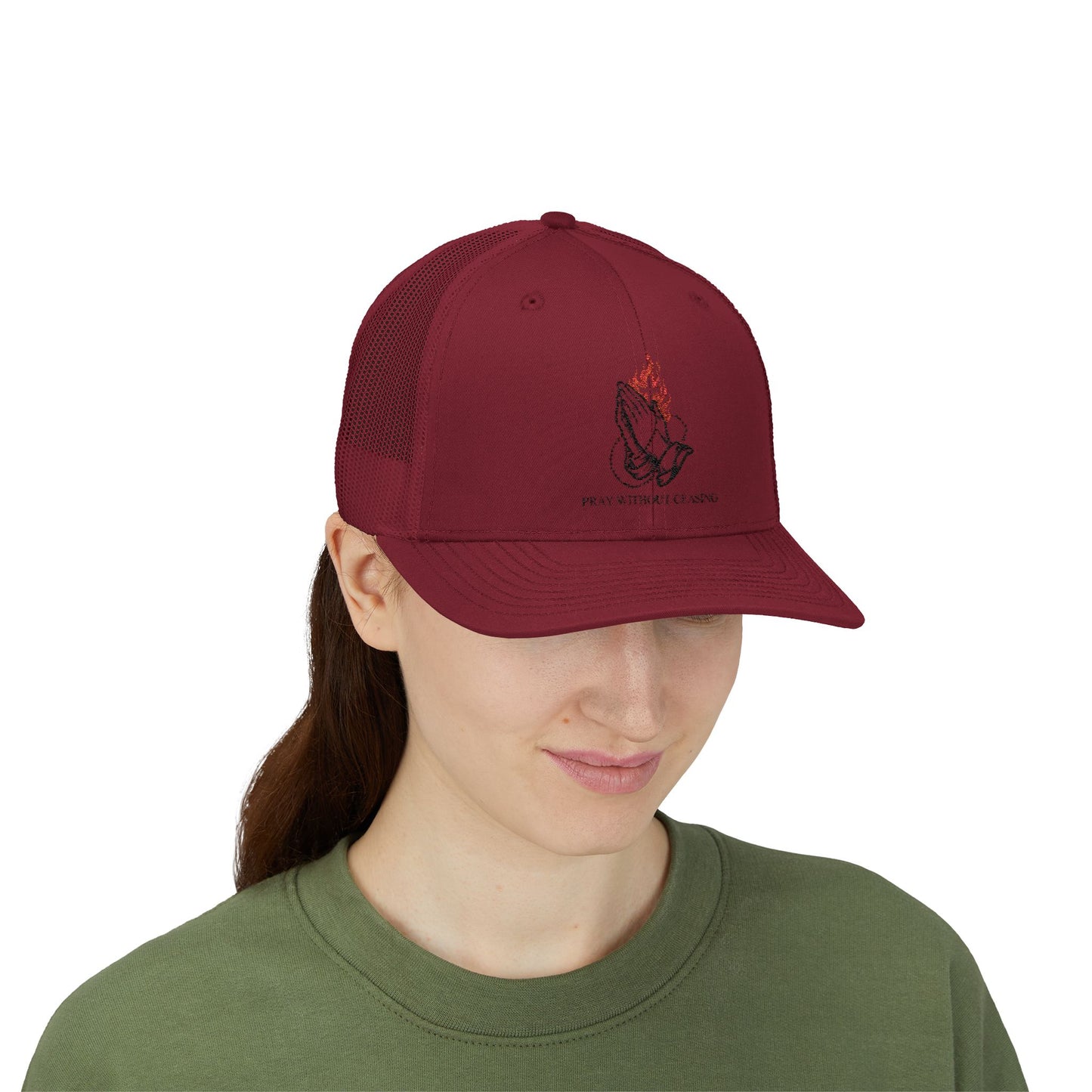 Praying Hands Trucker Cap — Faith-Inspired Snapback Hat