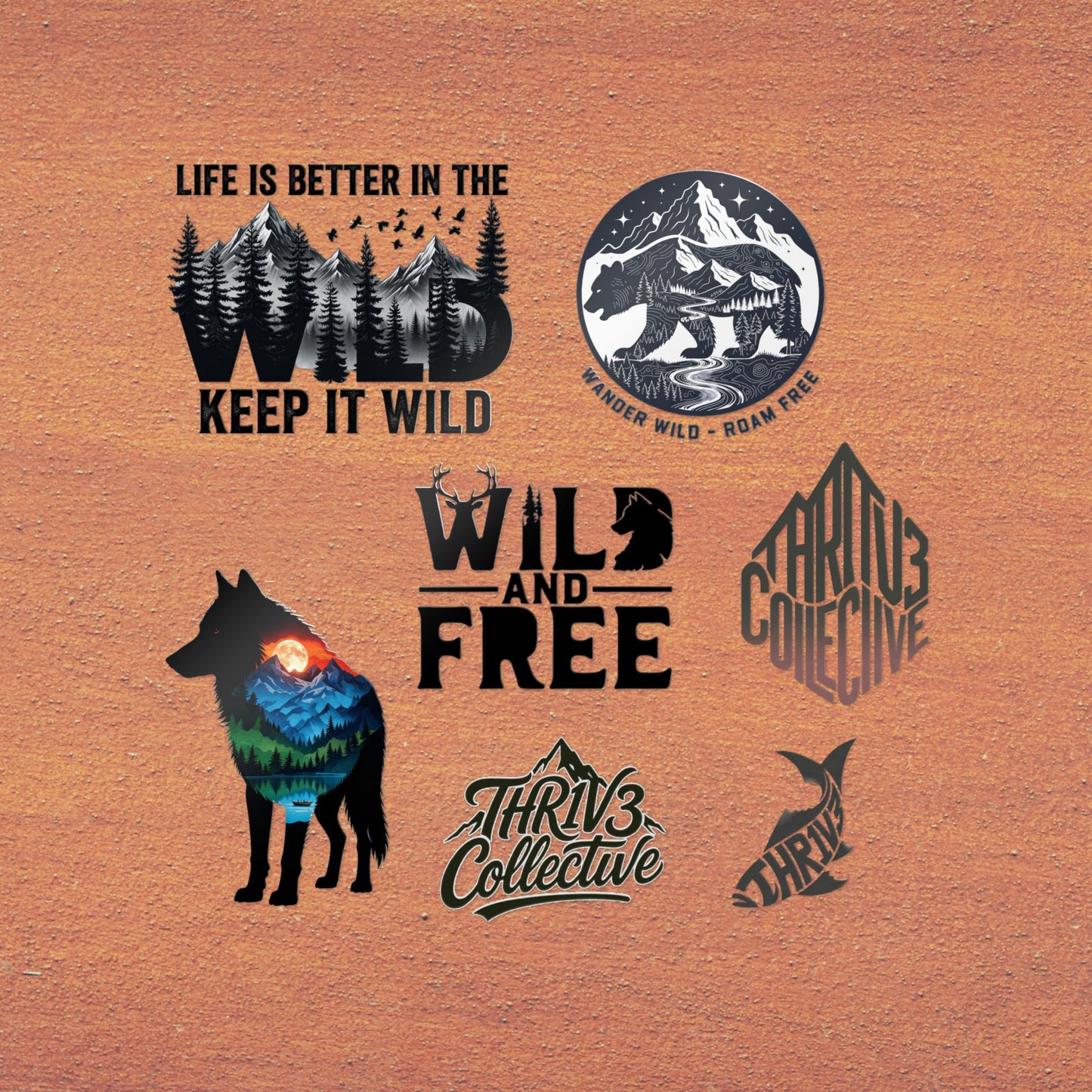 Wild & Free Die-Cut Sticker Pack — Outdoor Adventure Nature Designs (Keep It Wild)