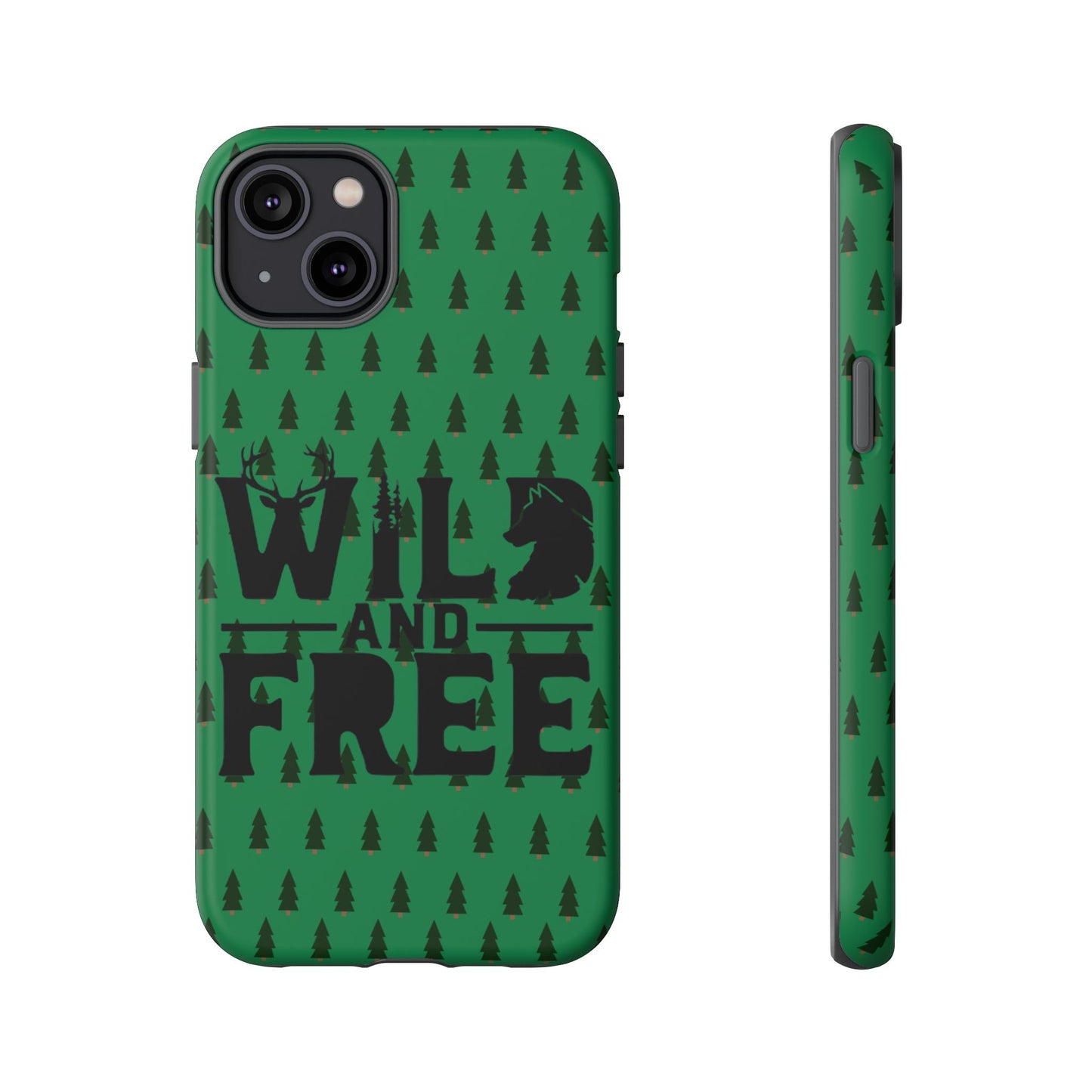 Wild and Free Bear Graphic Phone Case | Forest Pattern iPhone Case