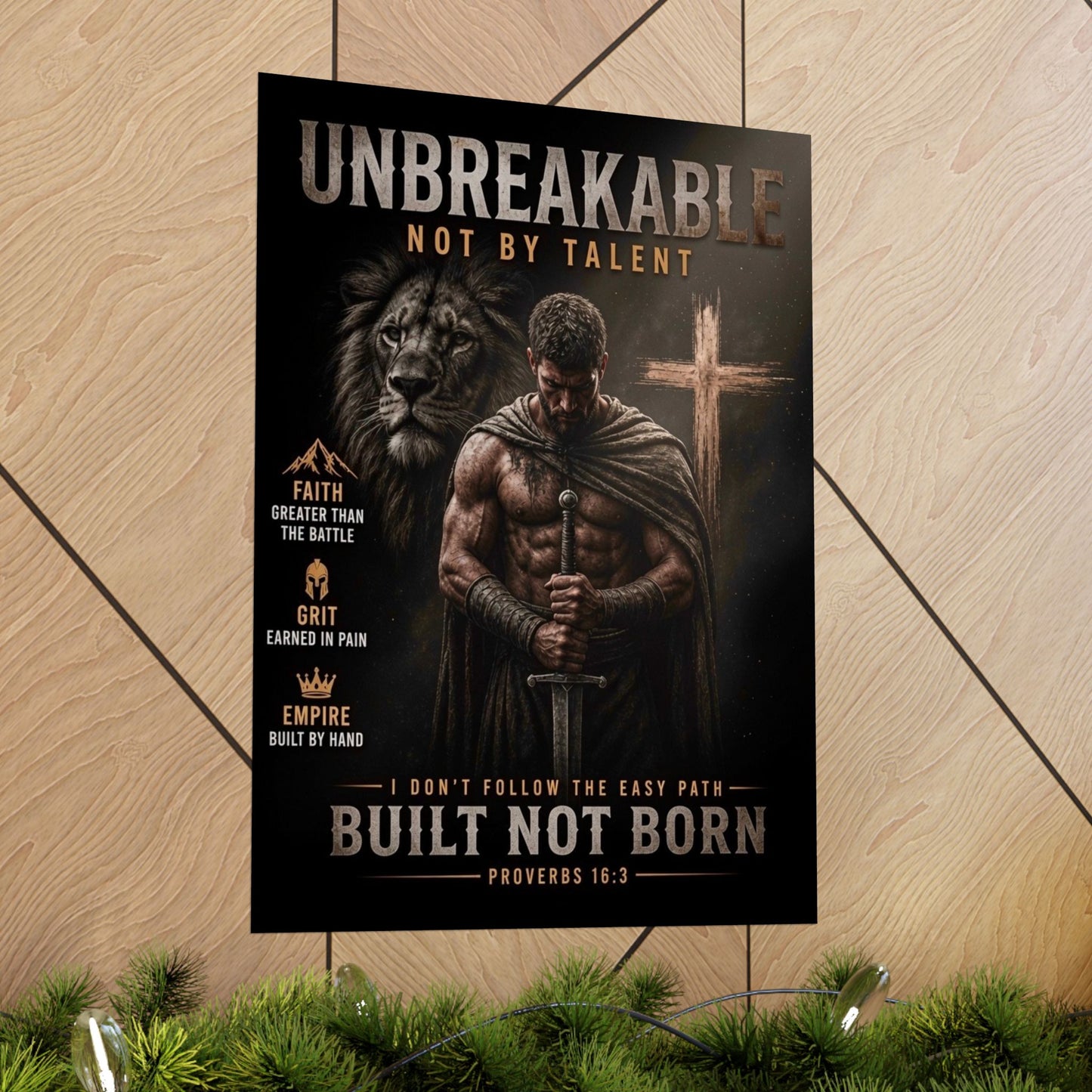 Unbreakable Built Not Born Matte Poster — Inspirational Christian Strength Wall Art