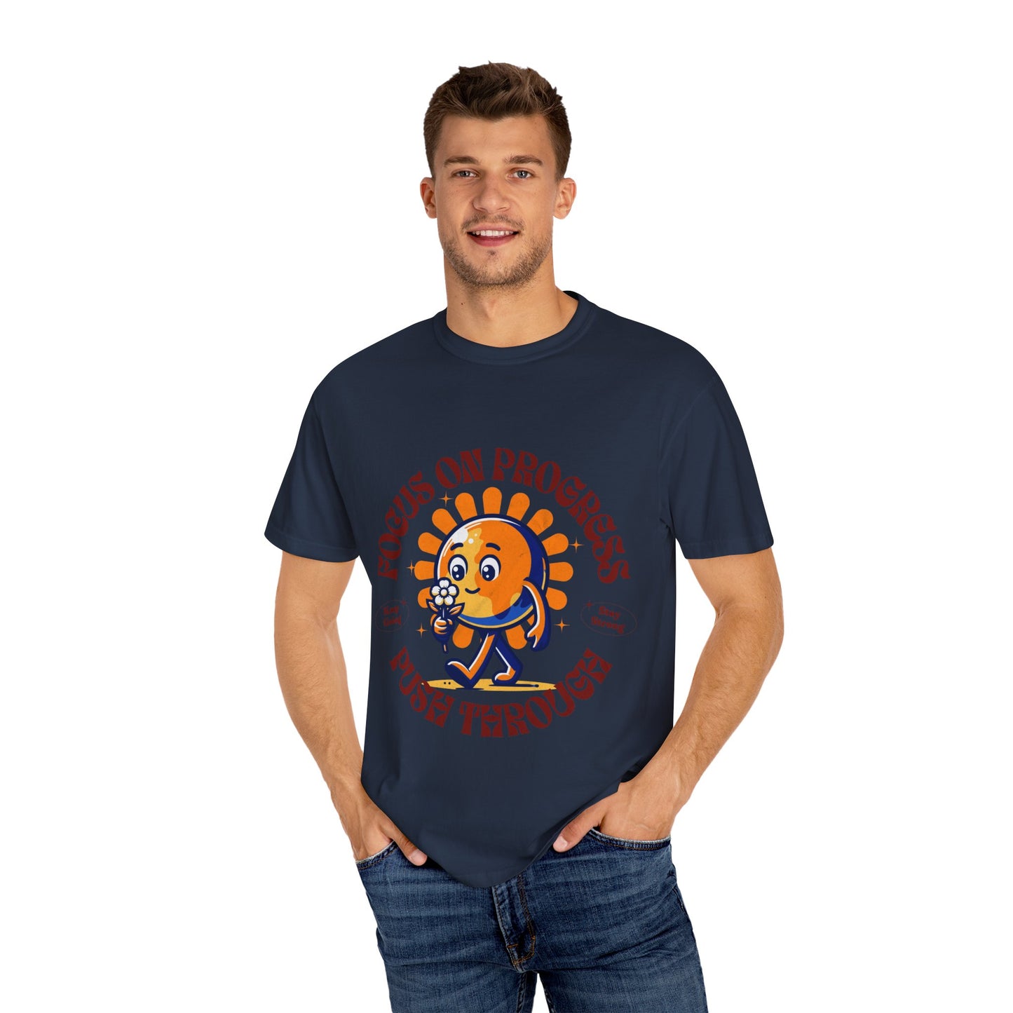 Motivational Unisex T-Shirt - "Focus on Progress, Push Through"