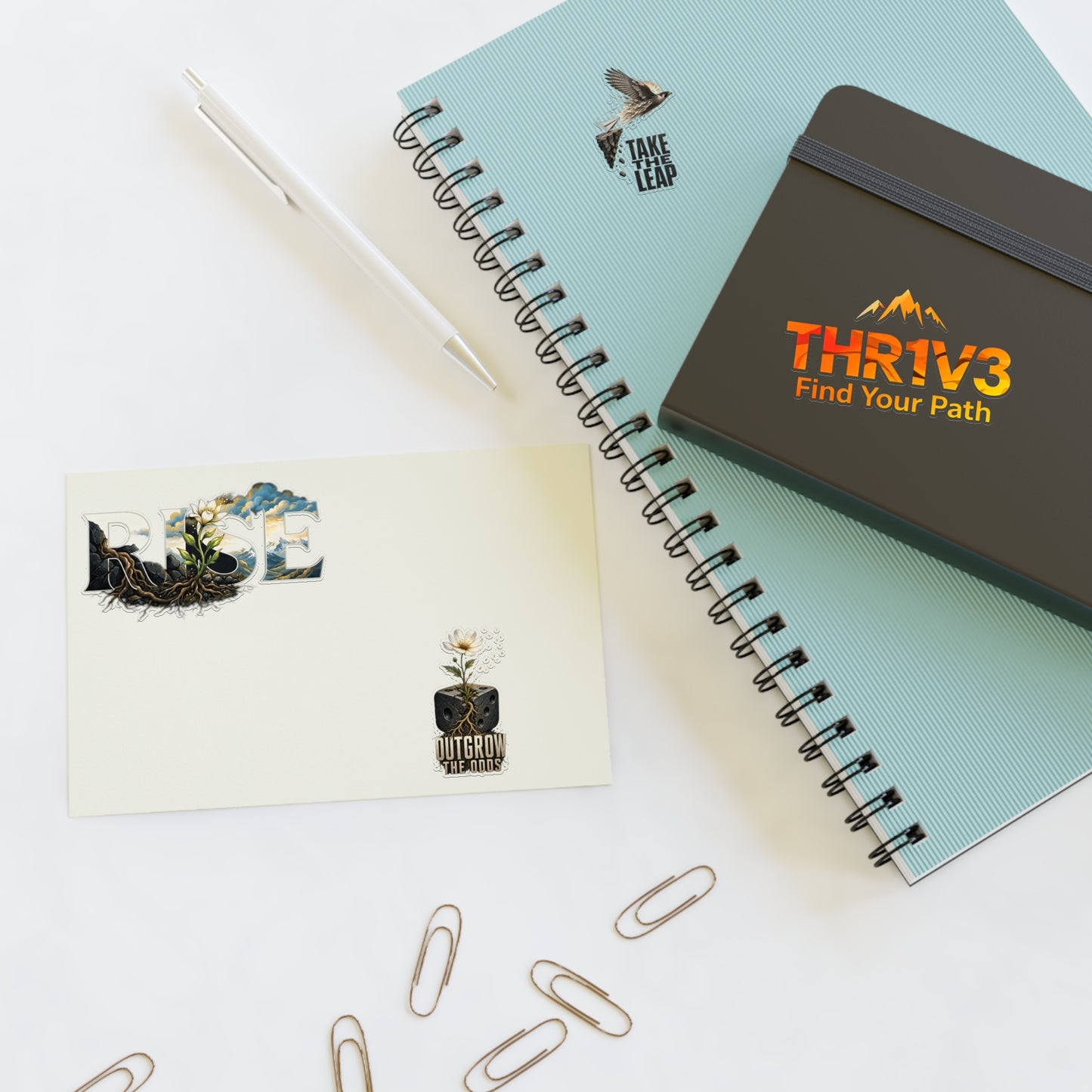 THR1V3 Motivational Sticker Sheet — Mountain & Growth Stickers